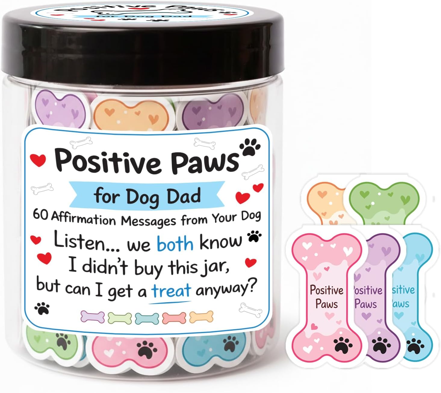 NewEleven Gifts for Dog Dad - 60 Positive Affirmation Cards for Men, Birthday Gift for Dog Lovers - Cute Present for Him from Friend, Family, Girlfriend, Wife - Positive Jar