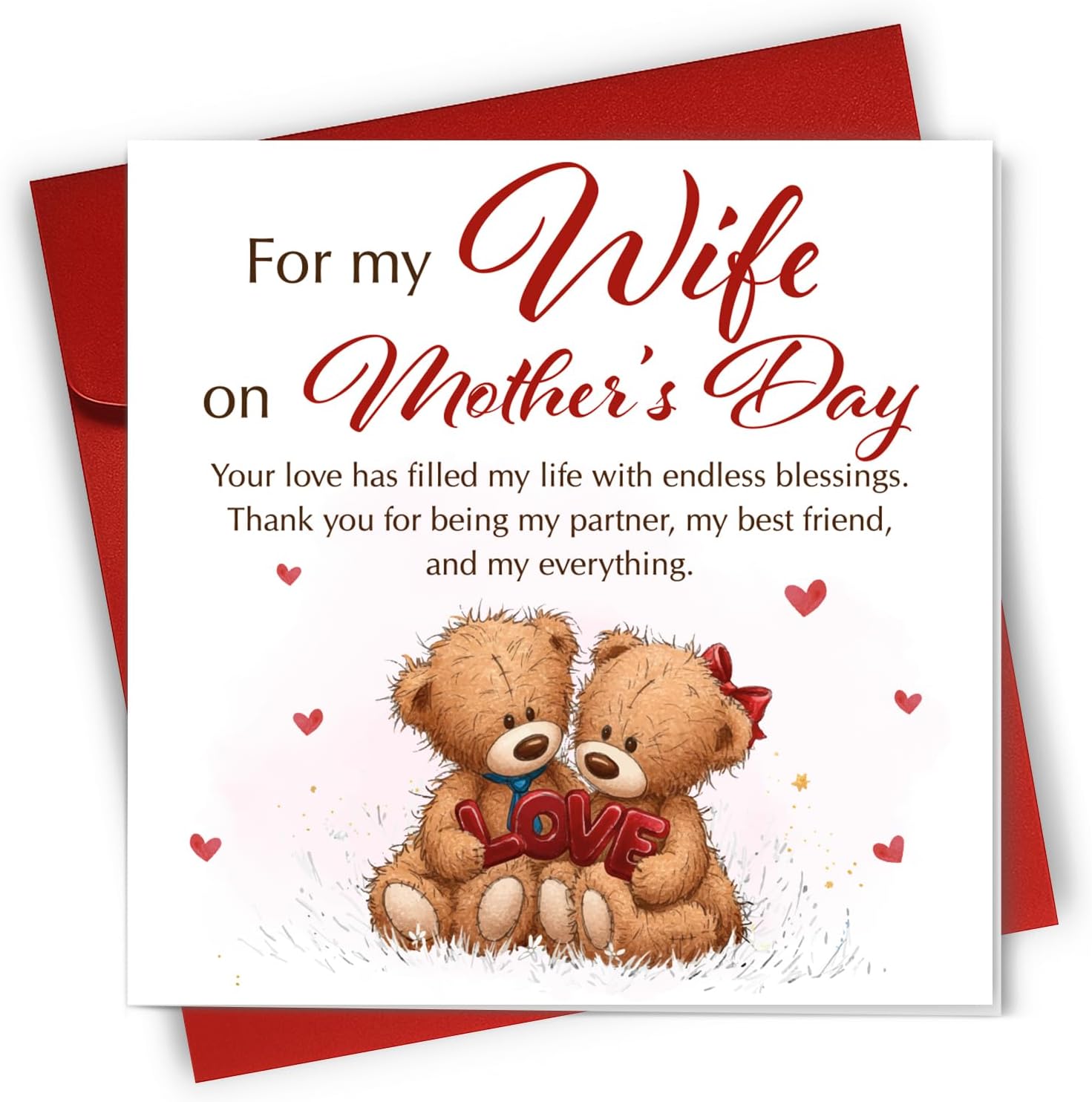 NEWELEVEN Mothers Day Card For Wife - Cute Card, Heartfelt Messeage Gifts For Wife, Wifey, Her - Mother's Day Gifts For Her From Husband, Him - Greeting Card