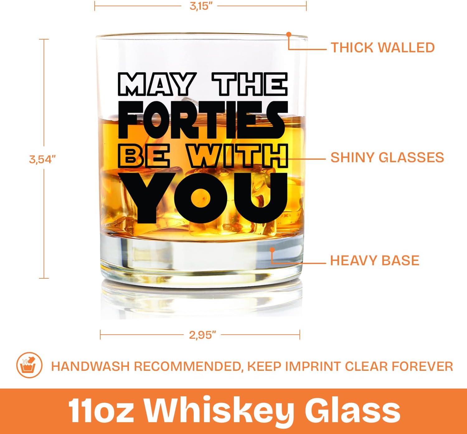 NewEleven 40th Birthday Gifts for Men - May The Forties Be With You, 40th Birthday Decorations For Men, Husband, Friend - Funny Gift For 40 Year Old Man - Whiskey Glass