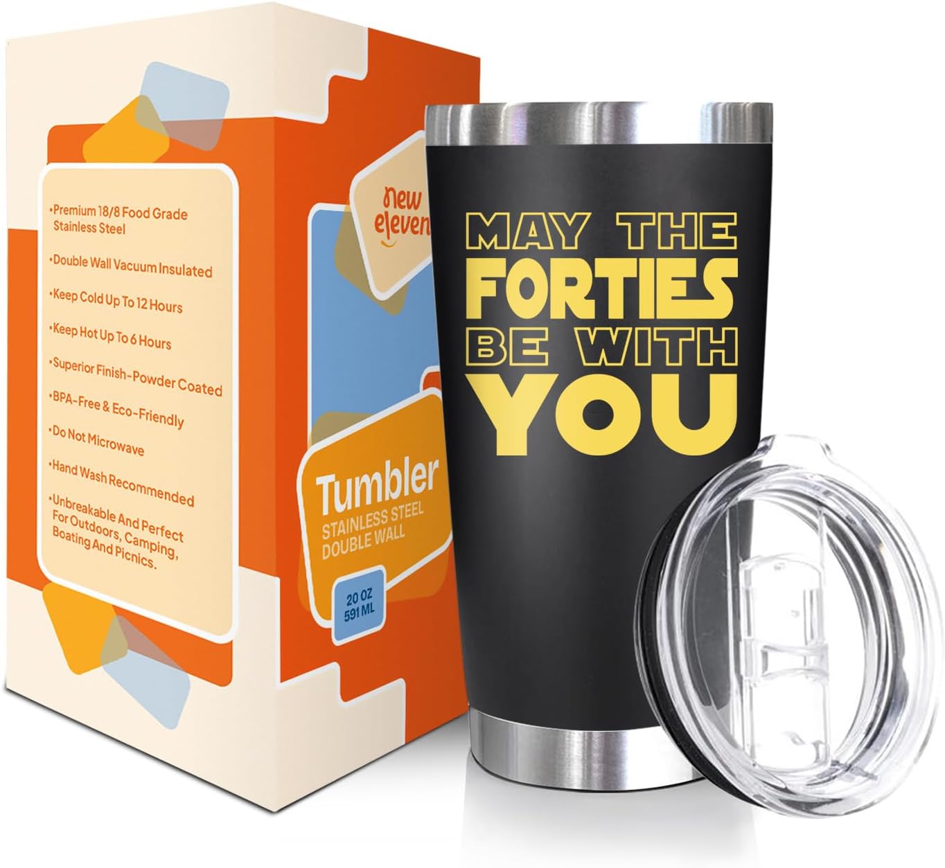 Tumbler 20 Oz Black - May The Forties Be With You