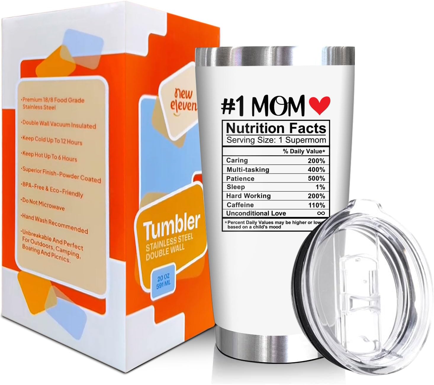 #1 Mom - Nutrition Facts - 20 Oz Tumbler