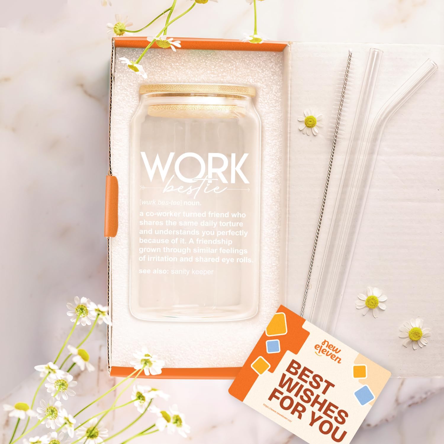 Coffee Glass 16 Oz - Work Bestie + Nutrition Facts