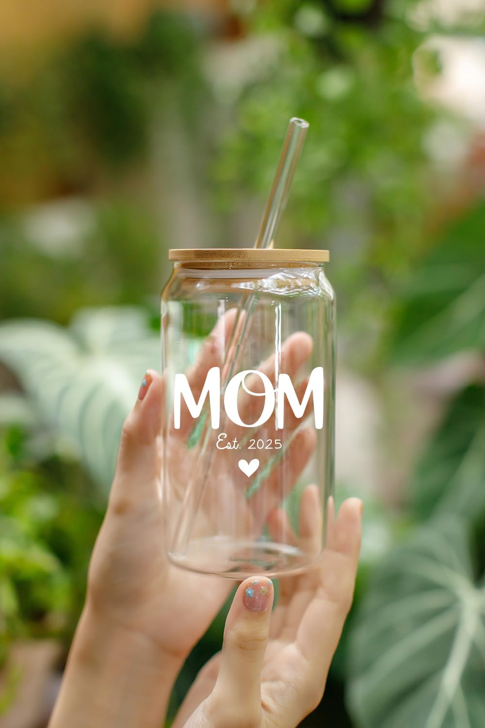 Mom Est 2025 - 16 Oz Coffee Glass