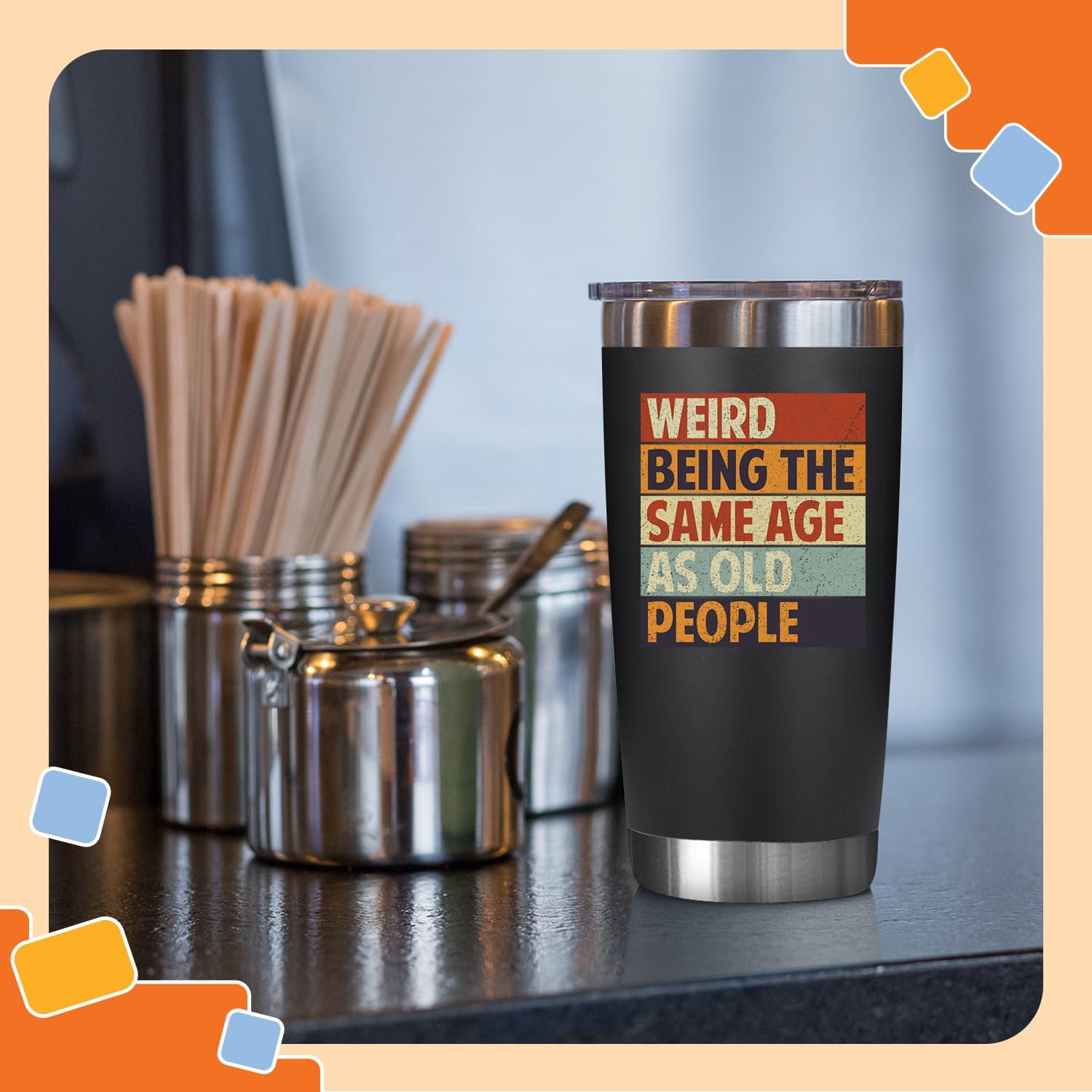Tumbler 20 Oz Black - Vintage 1976 + Weird Being Old People