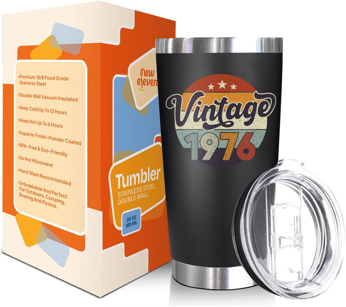 Tumbler 20 Oz Black - Vintage 1976 + Weird Being Old People