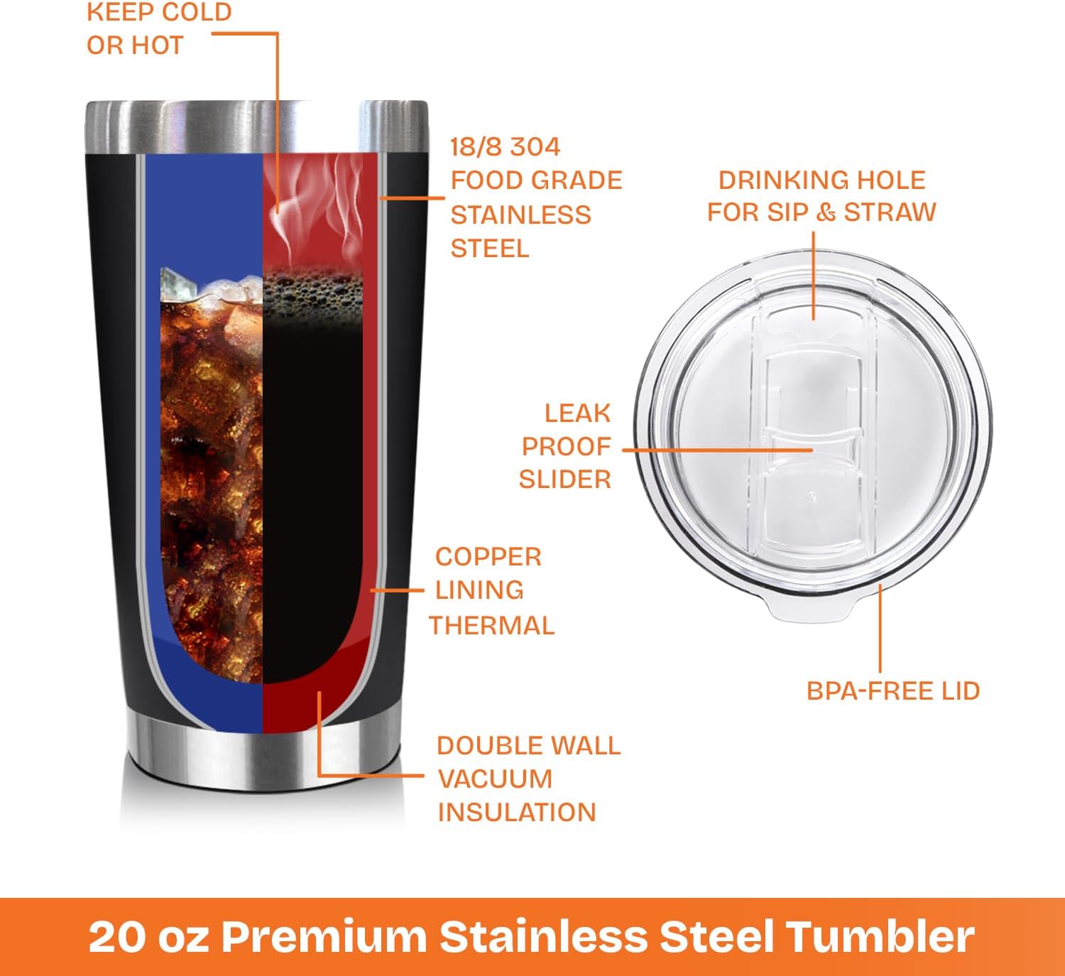 Tumbler 20 Oz Black - Vintage 1976 + Weird Being Old People