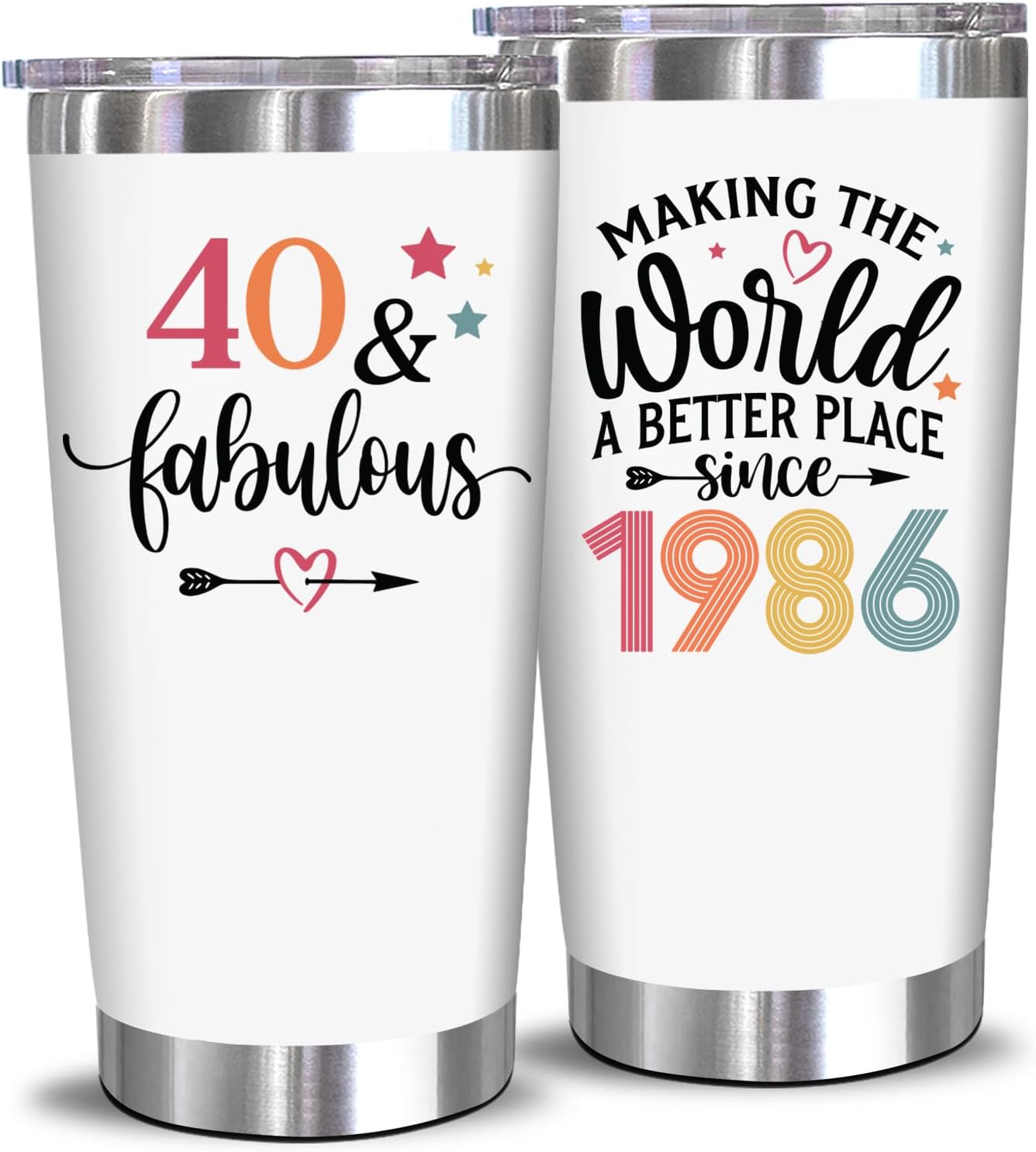 Tumbler 20 Oz White - 40 & Fabulous + Making The World 1986