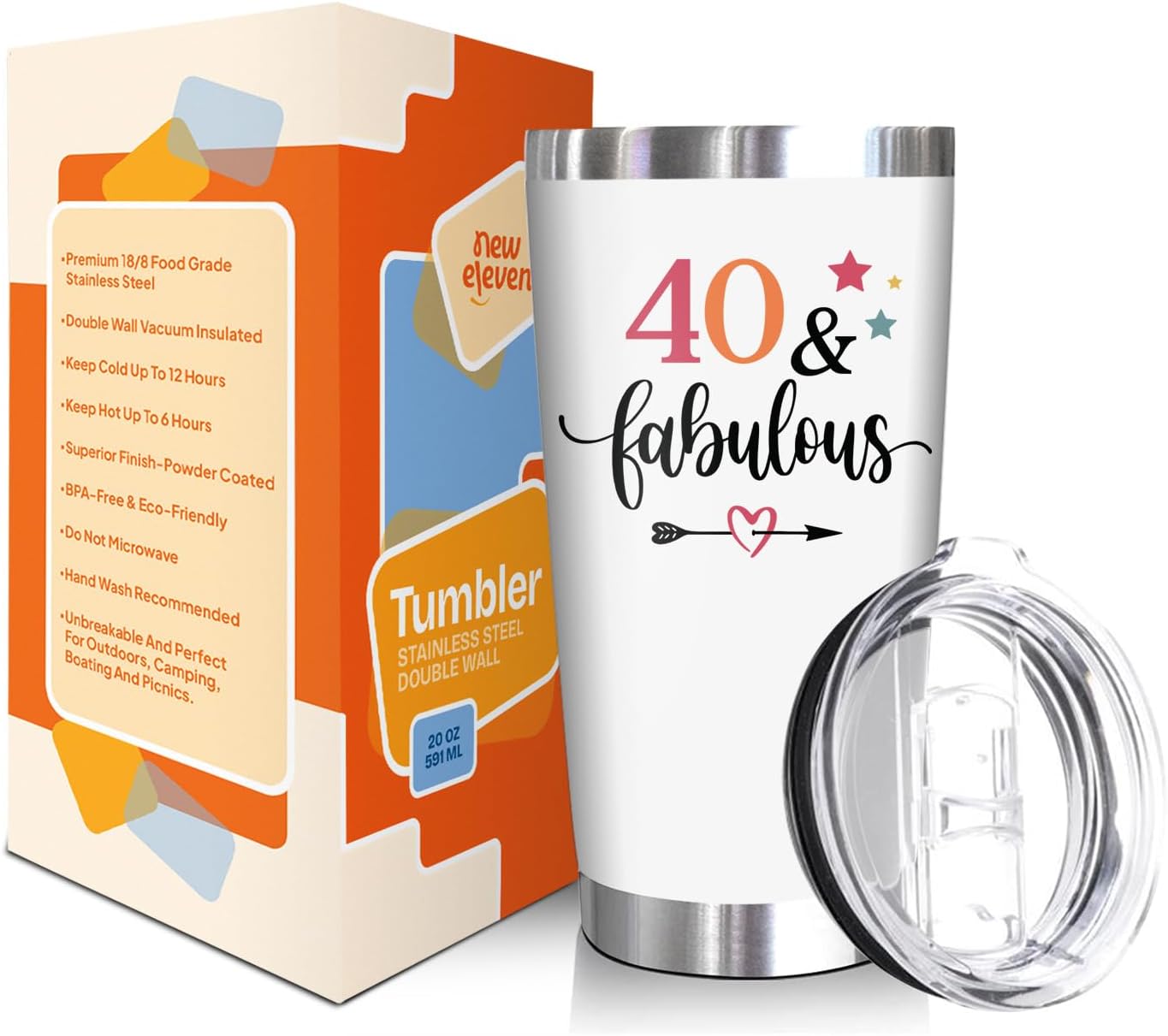 Tumbler 20 Oz White - 40 & Fabulous + Making The World 1986