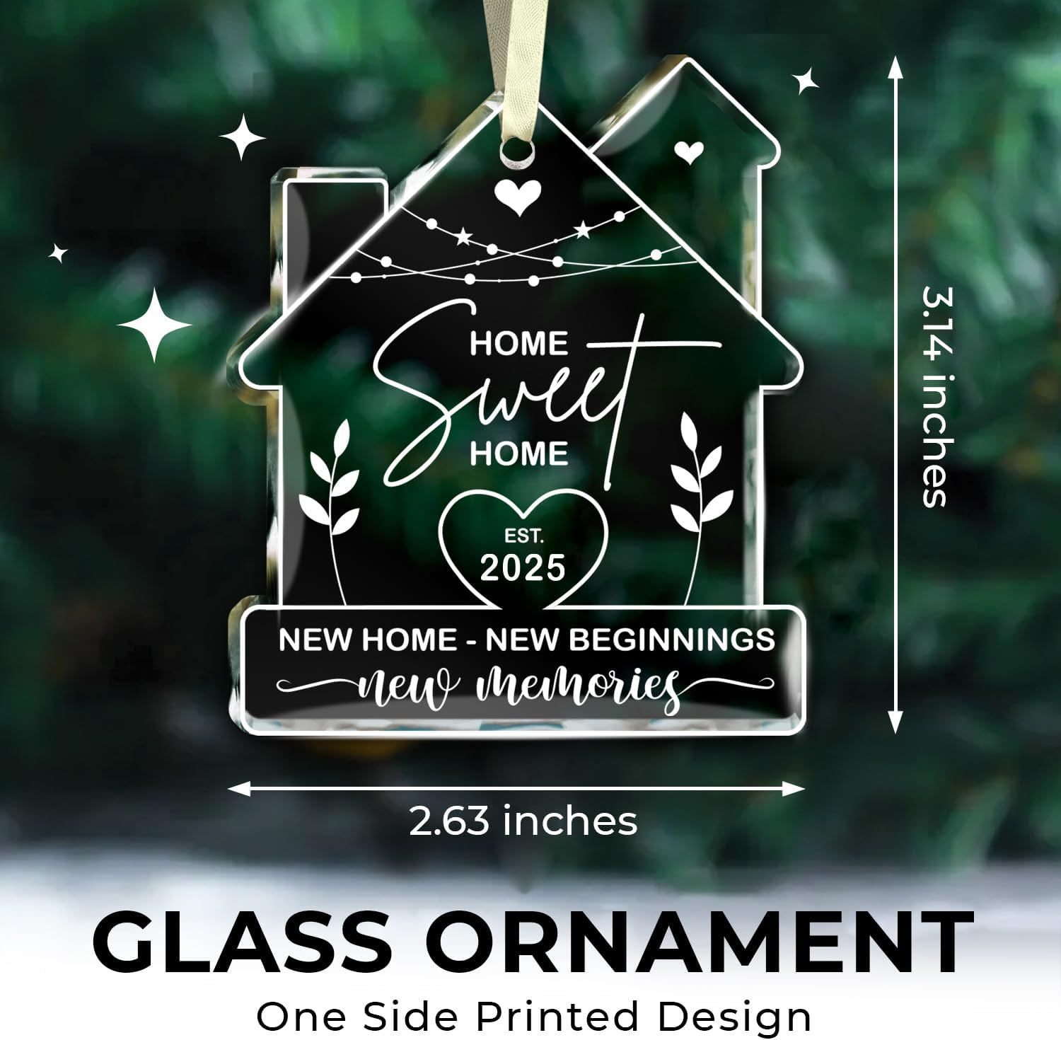 Home Sweet Home Est. - Glass Ornament