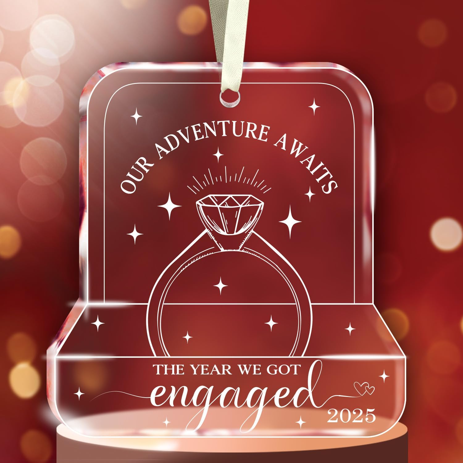 Our Adventure Awaits The Year We Got Engaged 2025 - Glass Christmas Ornaments