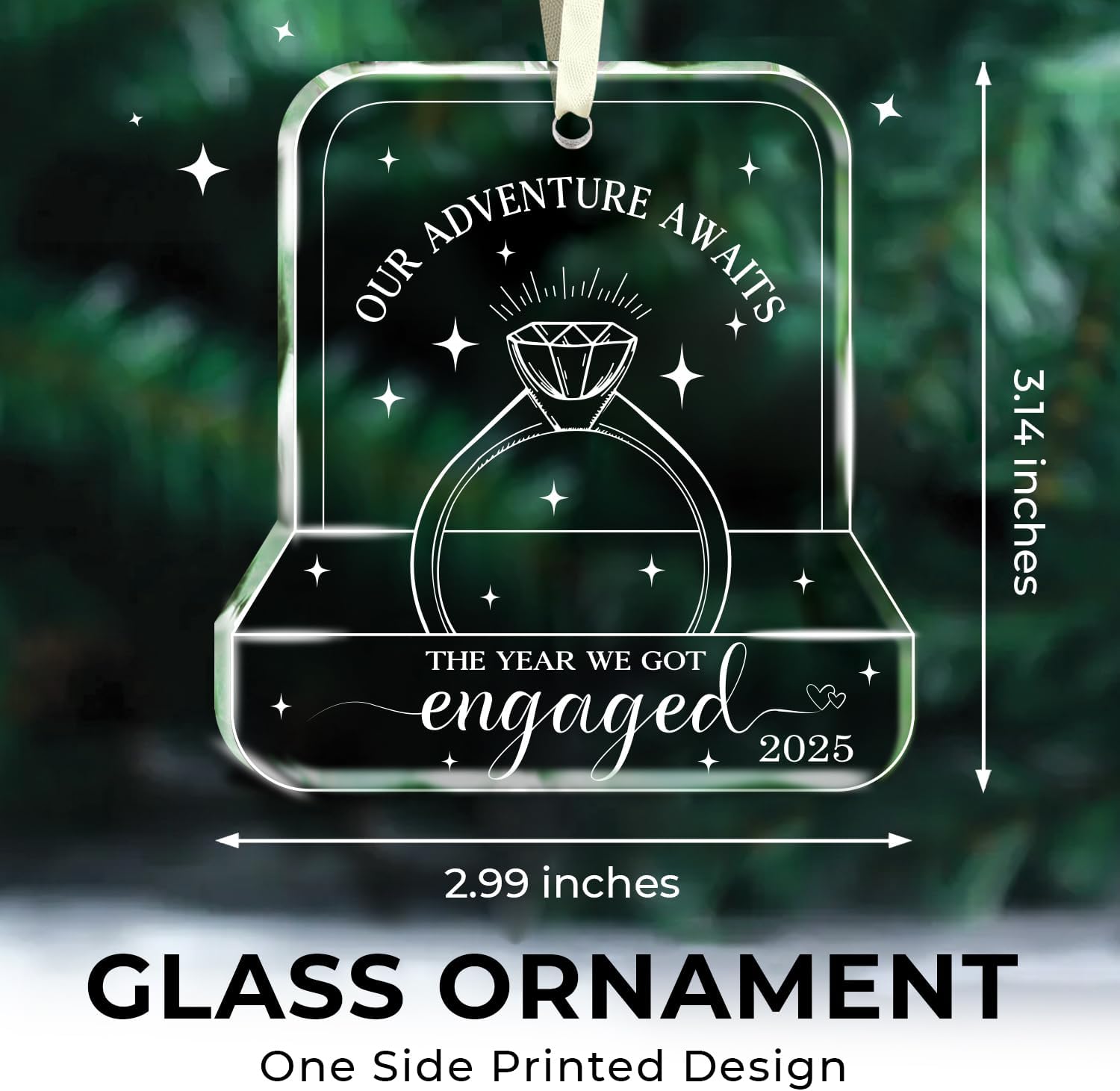 Our Adventure Awaits The Year We Got Engaged 2025 - Glass Christmas Ornaments