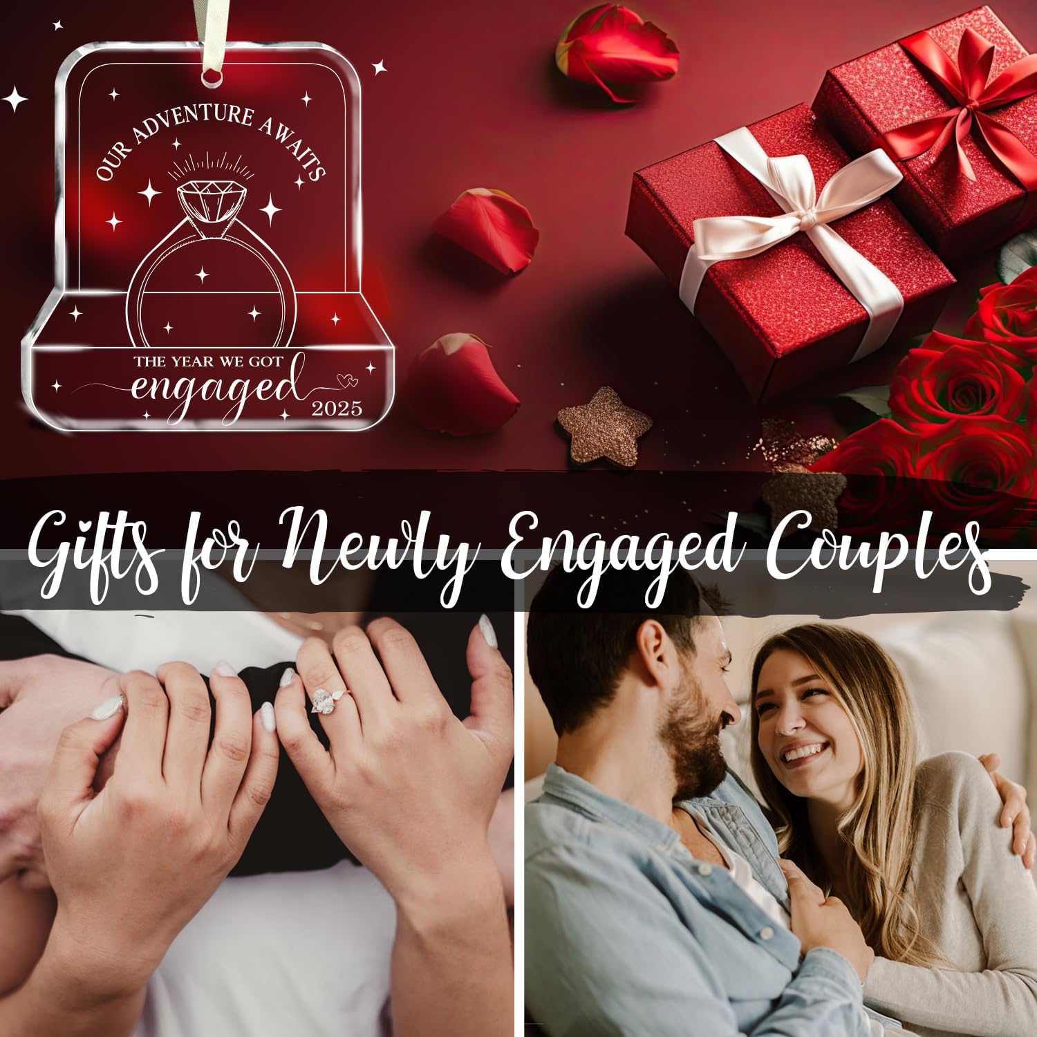 Our Adventure Awaits The Year We Got Engaged 2025 - Glass Christmas Ornaments