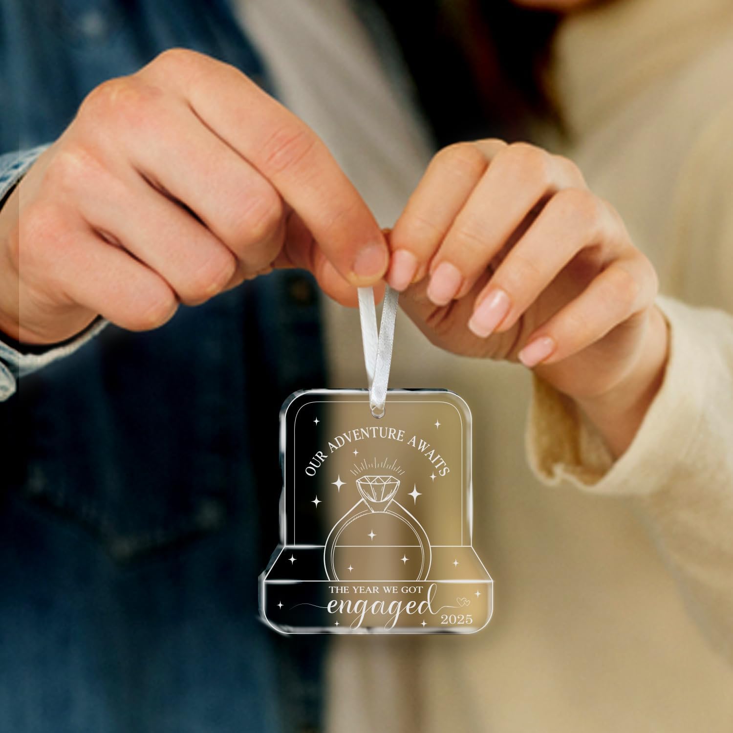 Our Adventure Awaits The Year We Got Engaged 2025 - Glass Christmas Ornaments