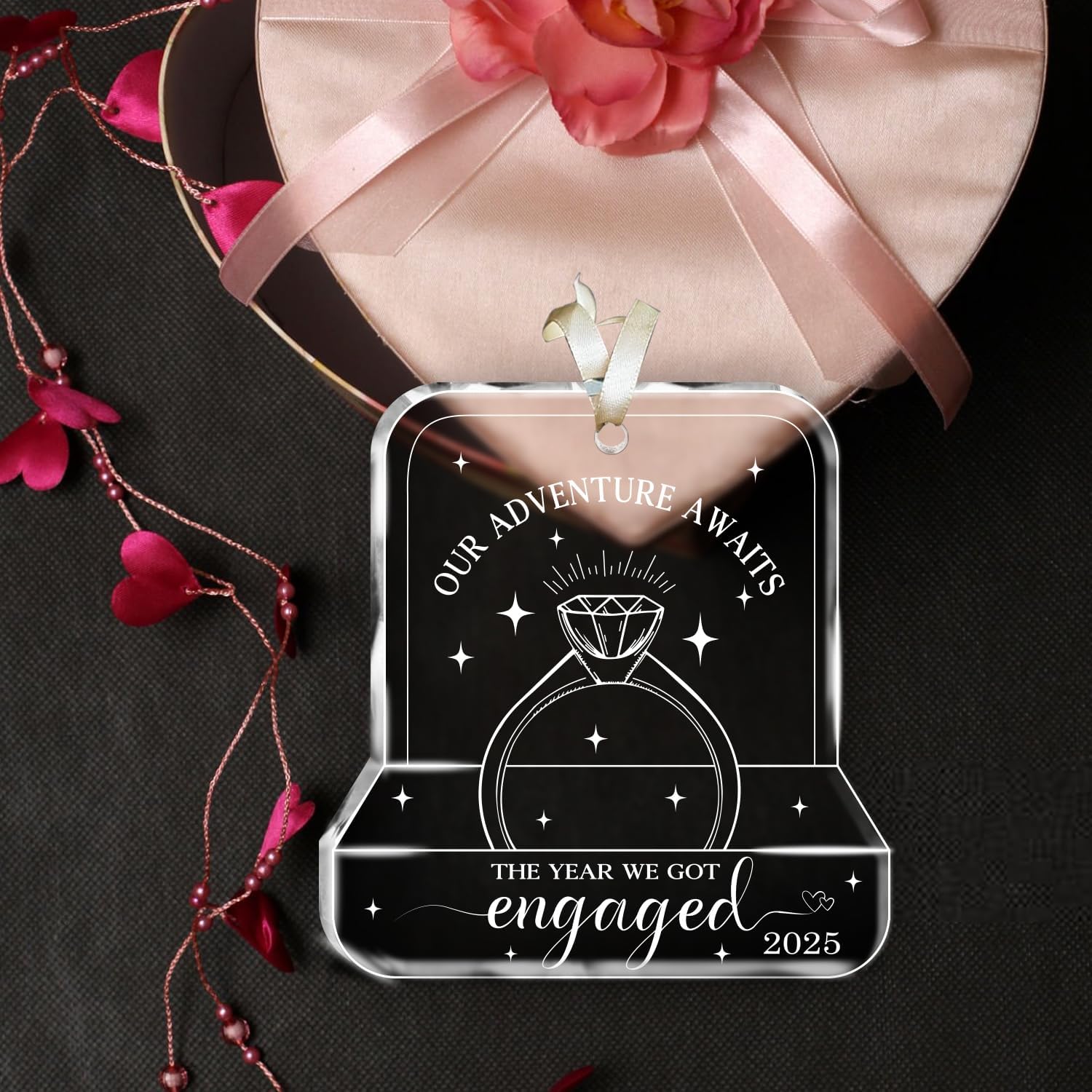 Our Adventure Awaits The Year We Got Engaged 2025 - Glass Christmas Ornaments