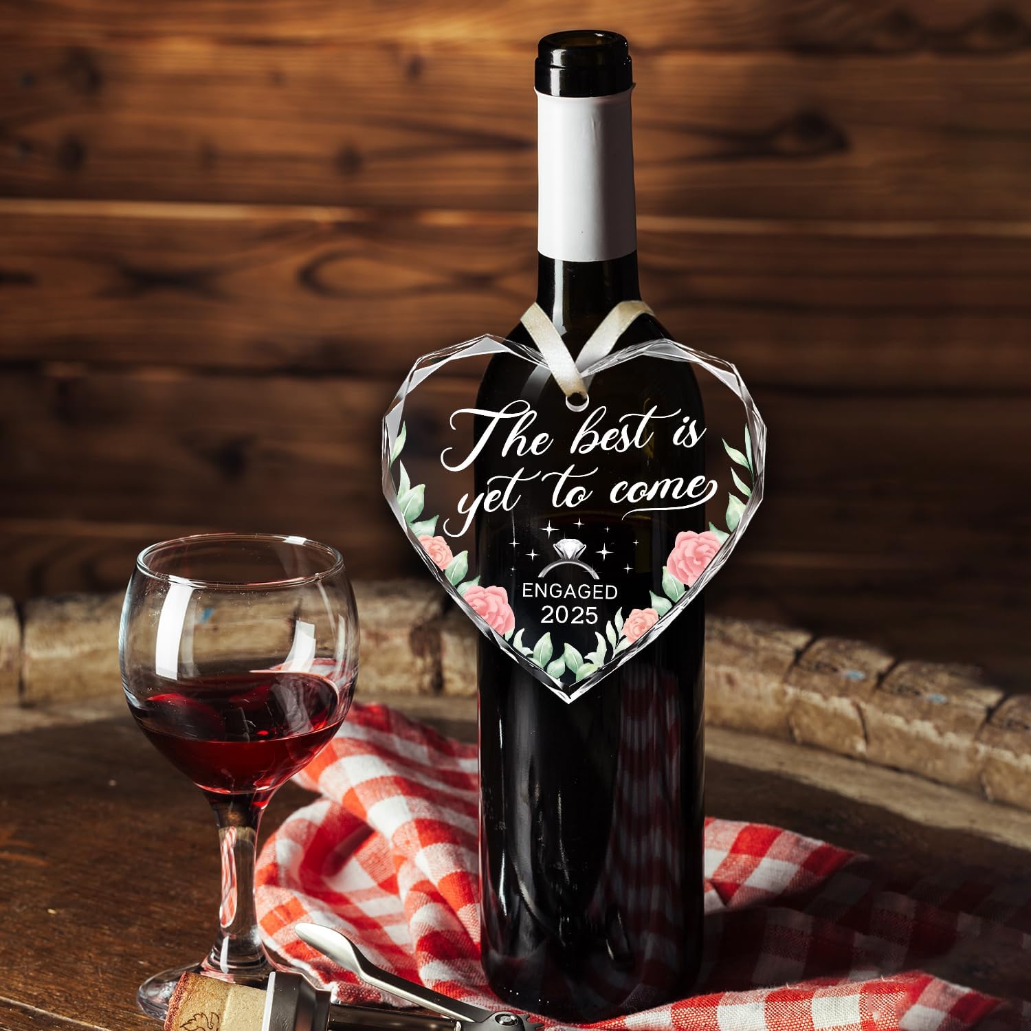 The Best Is Yet To Come Engaged 2025 - Heart Glass Ornament