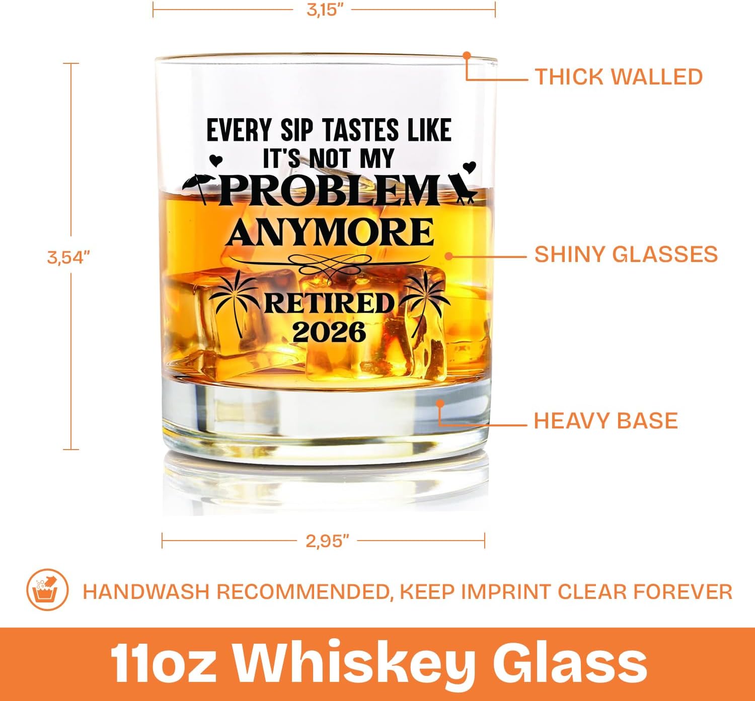 Whiskey Glass 11 Oz - Every Sip Tastes Like It's Not My Problem Anymore Retired 2026