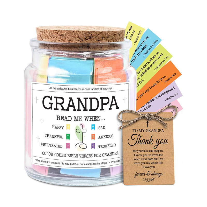Grandpa Read Me When - Bible Jar For Grandpa with 92 Bible Verses
