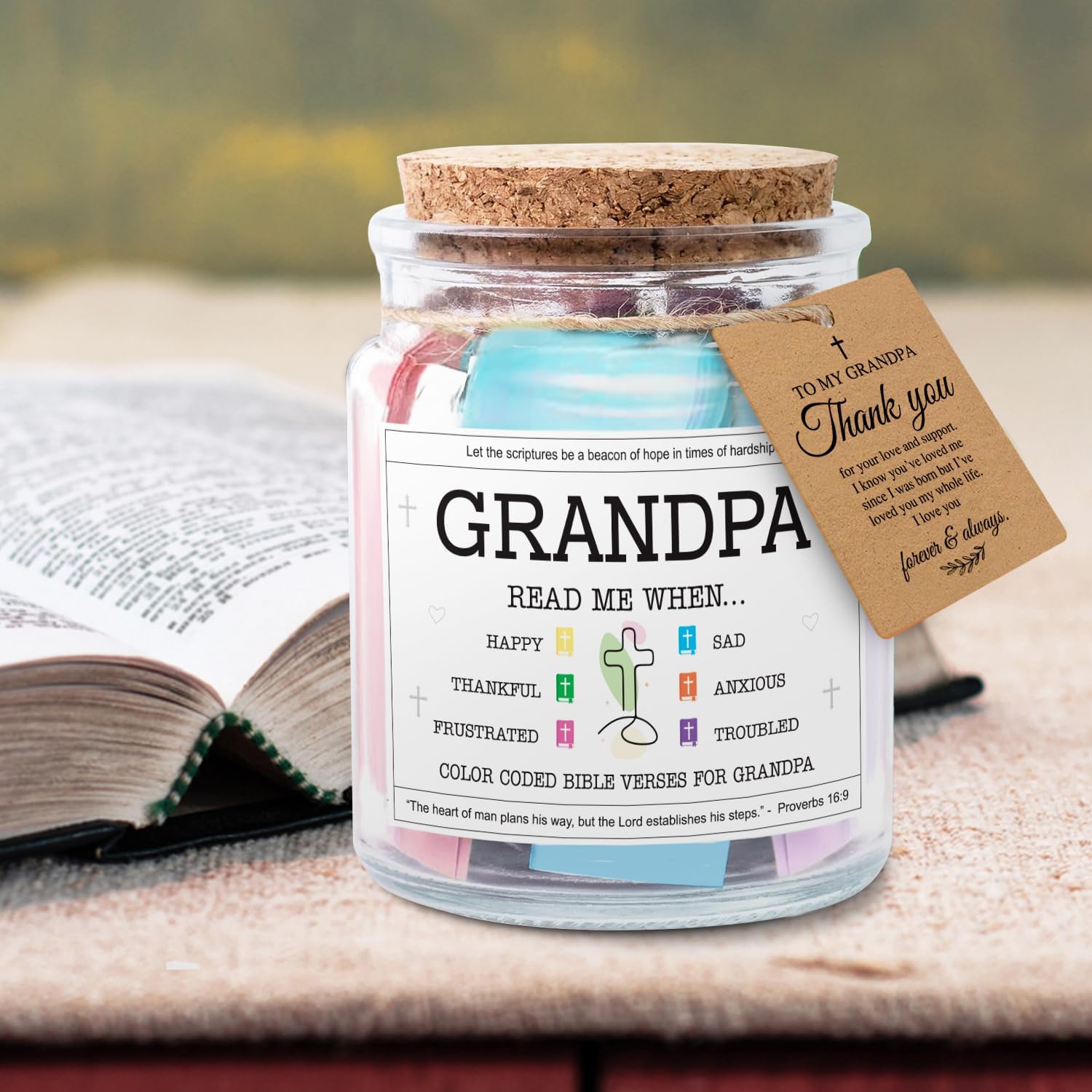 Grandpa Read Me When - Bible Jar For Grandpa with 92 Bible Verses