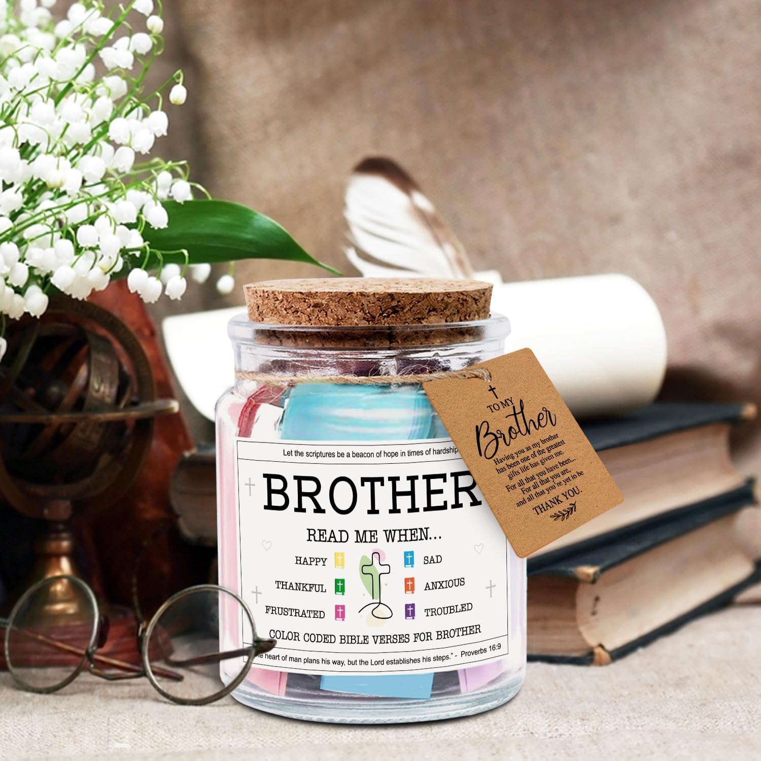 Brother Read Me When - Bible Jar for Brother with 92 Bible Verses