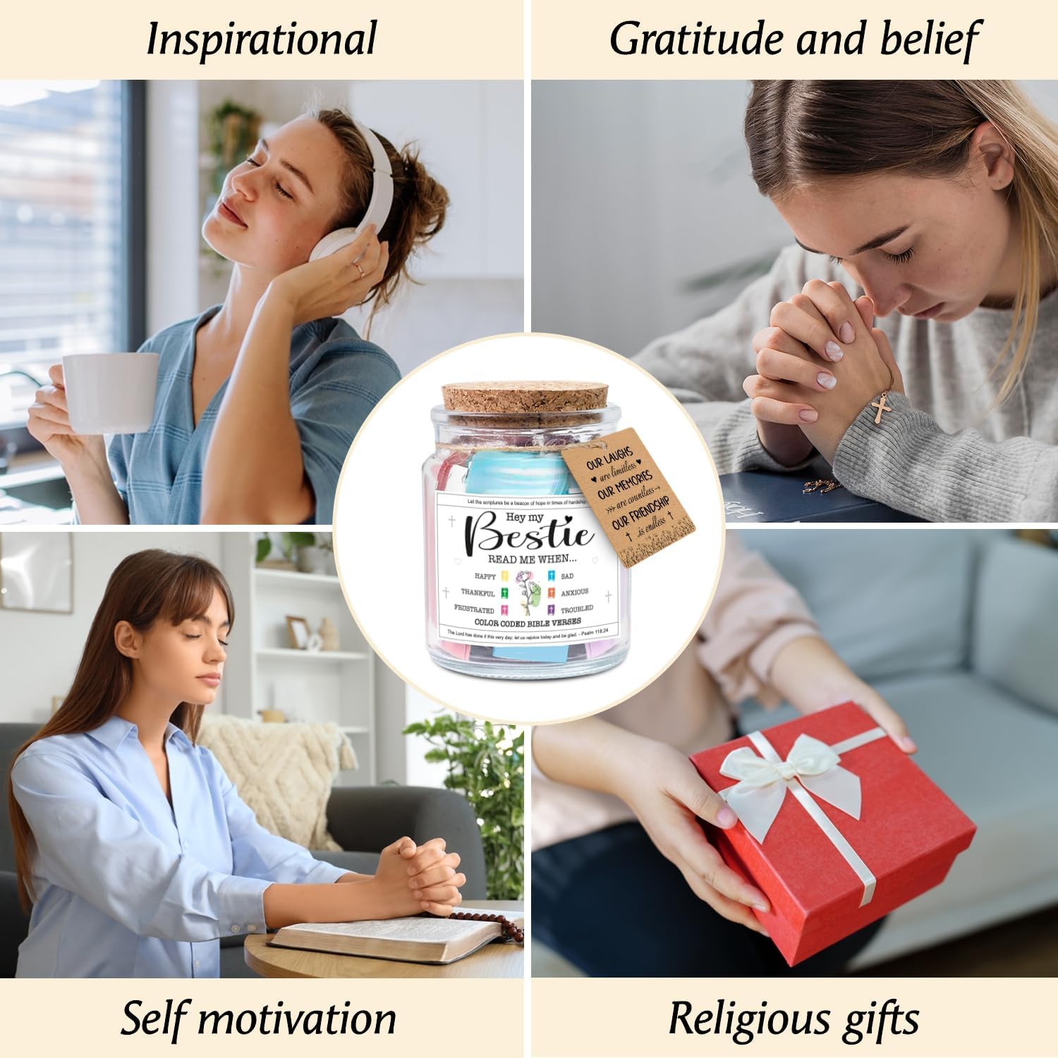 Hey My Bestie Read Me When... - Bible Jar for Bestie with 92 Bible Verses