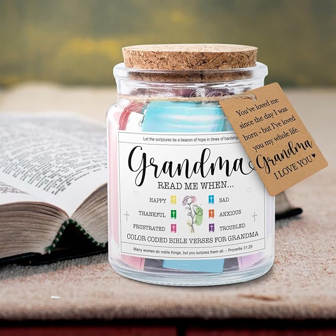 Grandma Read Me When... - Bible Jar for Dad with 92 Bible Verses