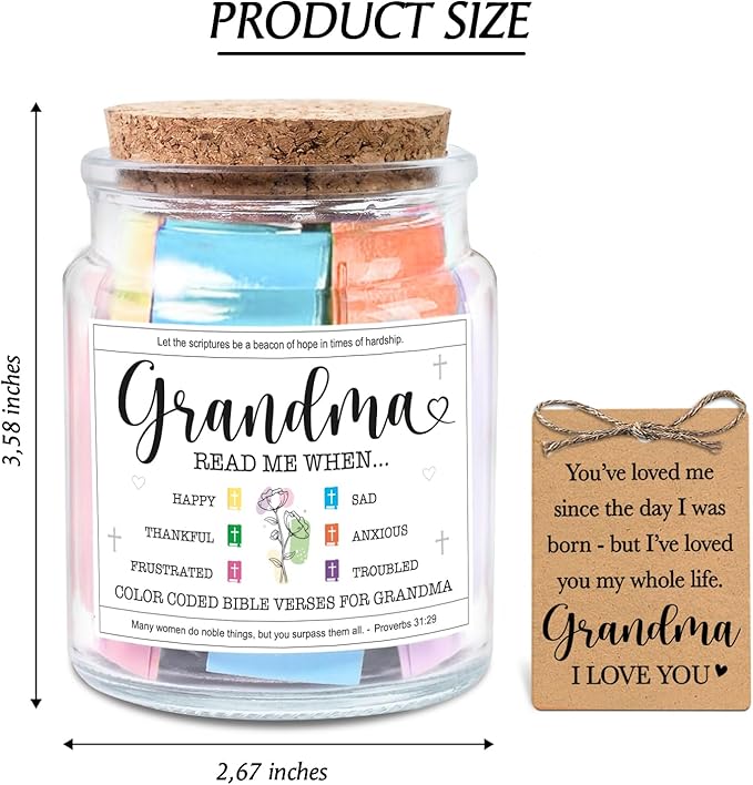 Grandma Read Me When... - Bible Jar for Dad with 92 Bible Verses