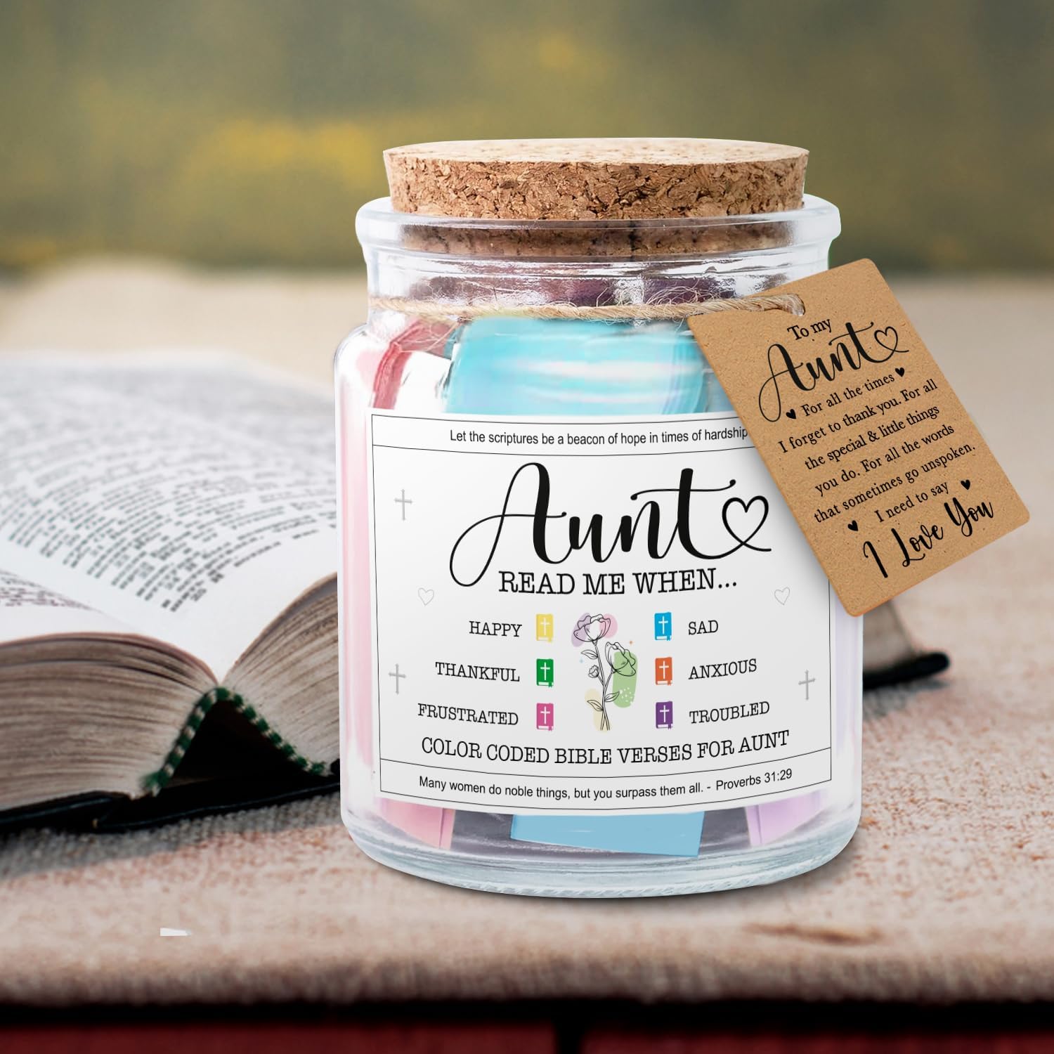 Aunt Read Me When... - Bible Jar for Aunt with 92 Bible Verses