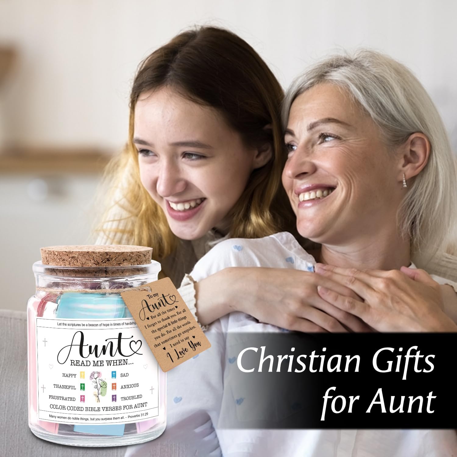 Aunt Read Me When... - Bible Jar for Aunt with 92 Bible Verses