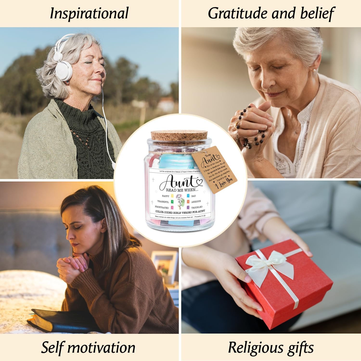 Aunt Read Me When... - Bible Jar for Aunt with 92 Bible Verses