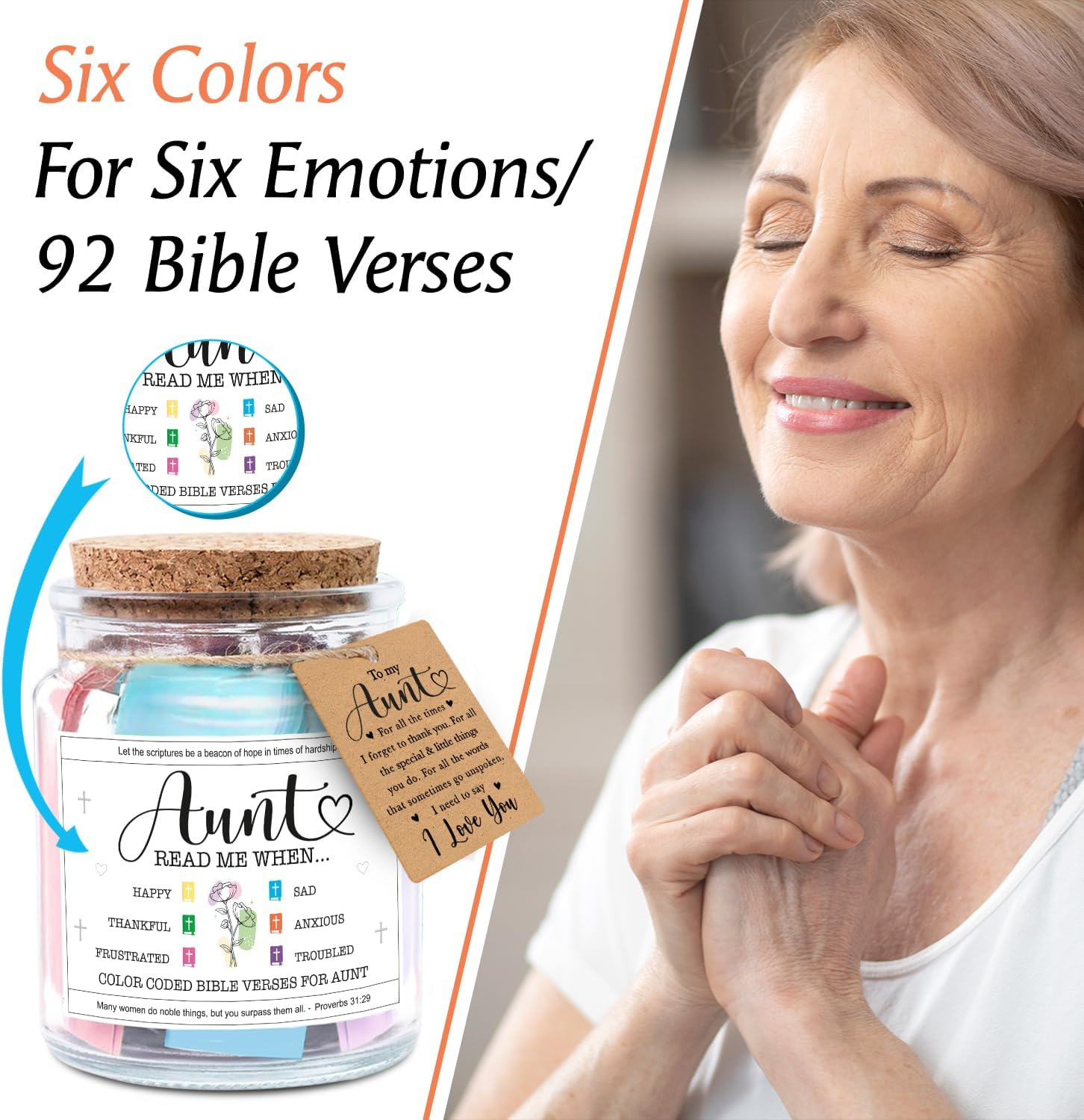 Aunt Read Me When... - Bible Jar for Aunt with 92 Bible Verses