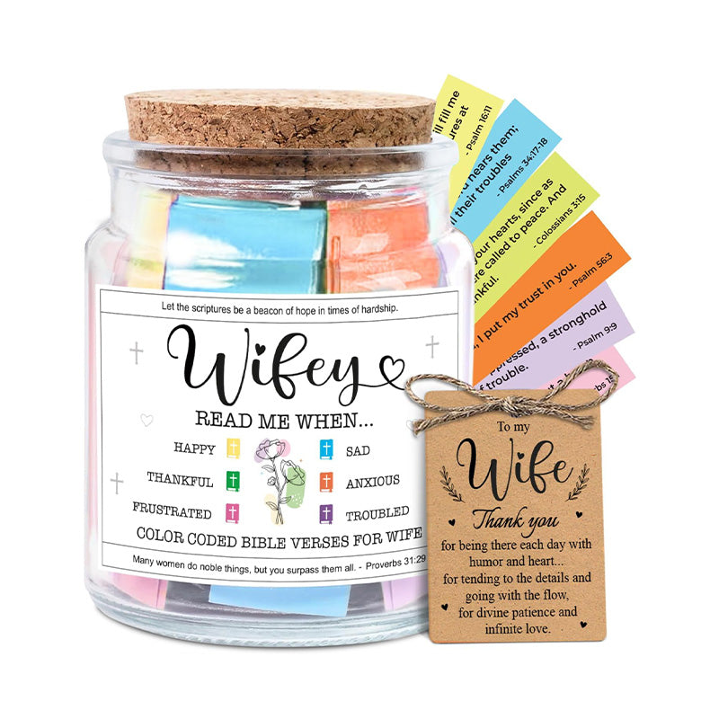 Wifey Read Me When... - Bible Jar for Wife with 92 Bible Verses