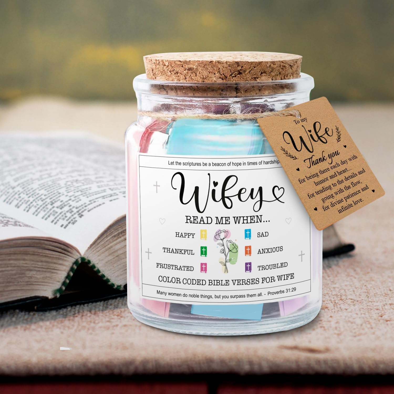 Wifey Read Me When... - Bible Jar for Wife with 92 Bible Verses