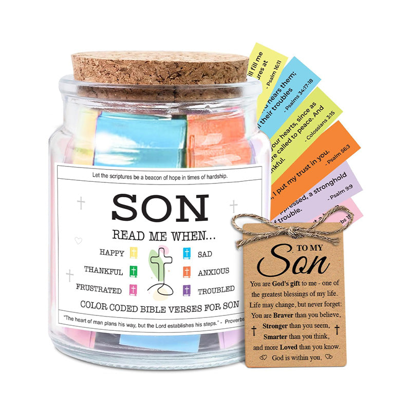 Son Read Me When... - Bible Jar for Son with 92 Bible Verses