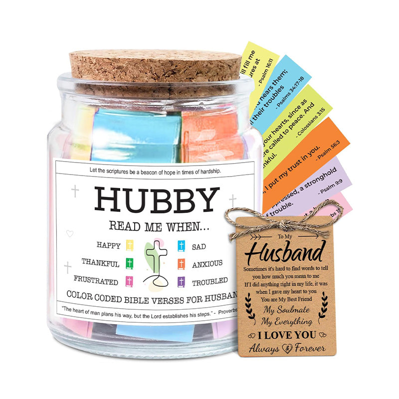 Hubby Read Me When... - Bible Jar for Husband with 92 Bible Verses