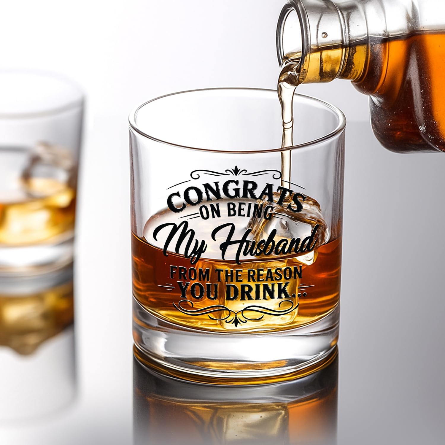 Whiskey Glass 11 Oz - Congrats On Being My Husband From The Reason You Drink ...