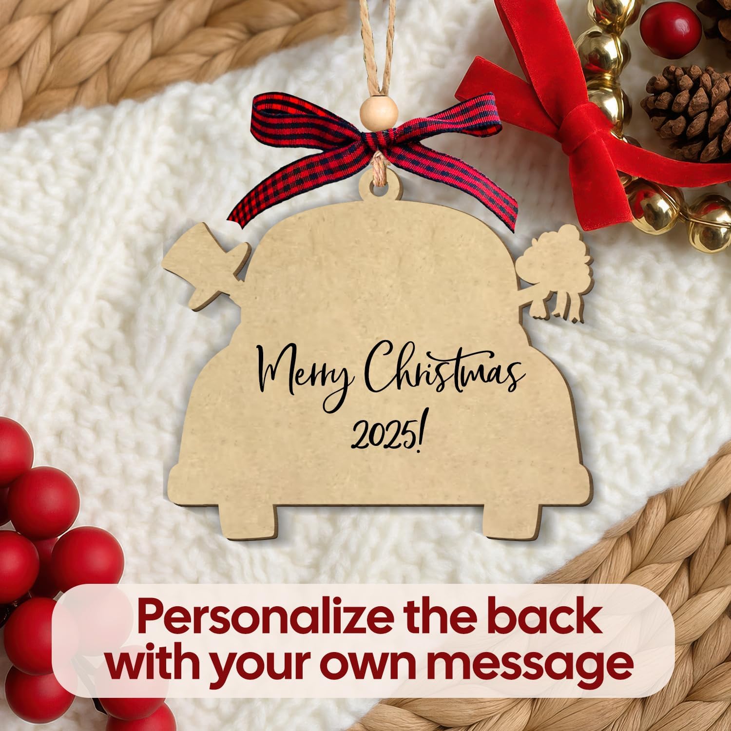 First Christmas As Mr and Mrs 2025 + Just Married - Wooden Ornament