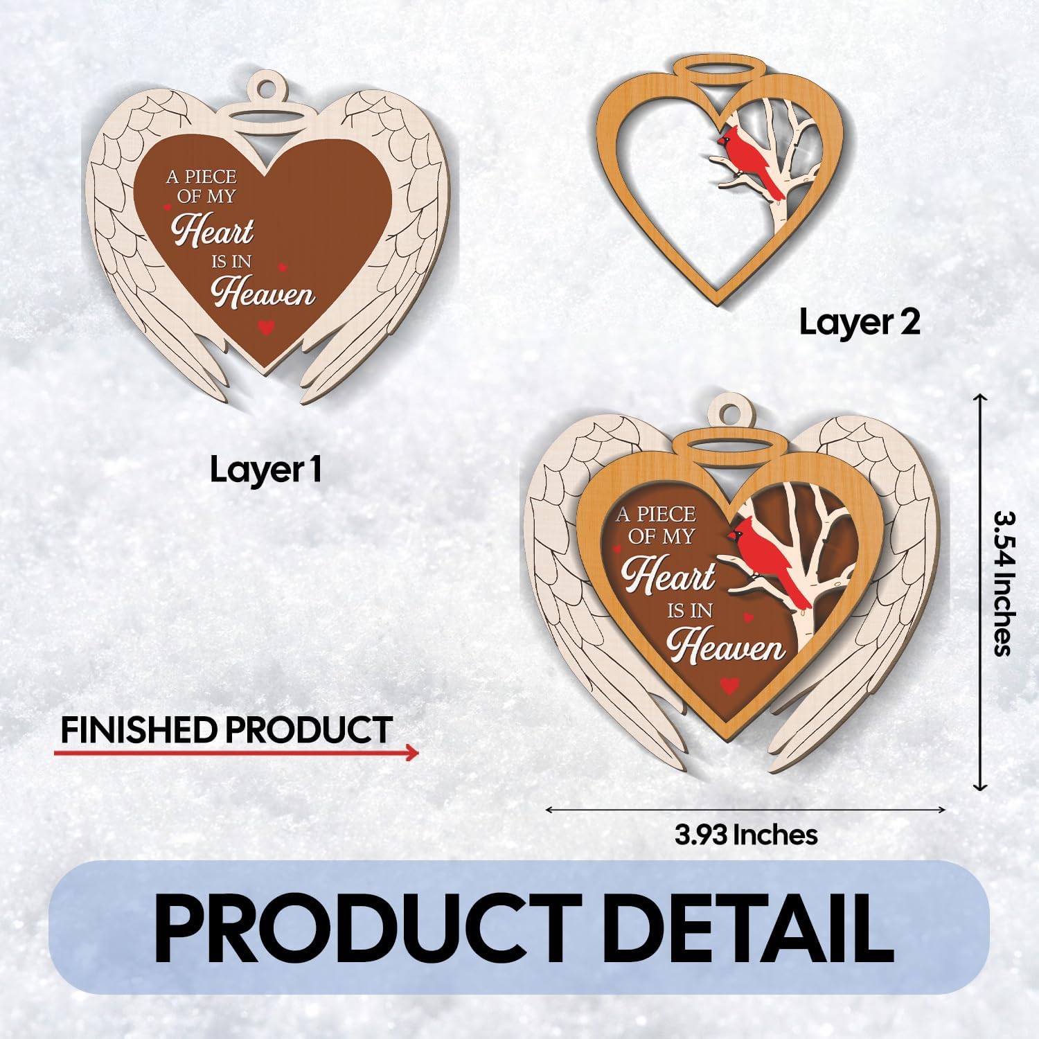 A Piece Of My Heart Is In Heaven - Wooden Ornament