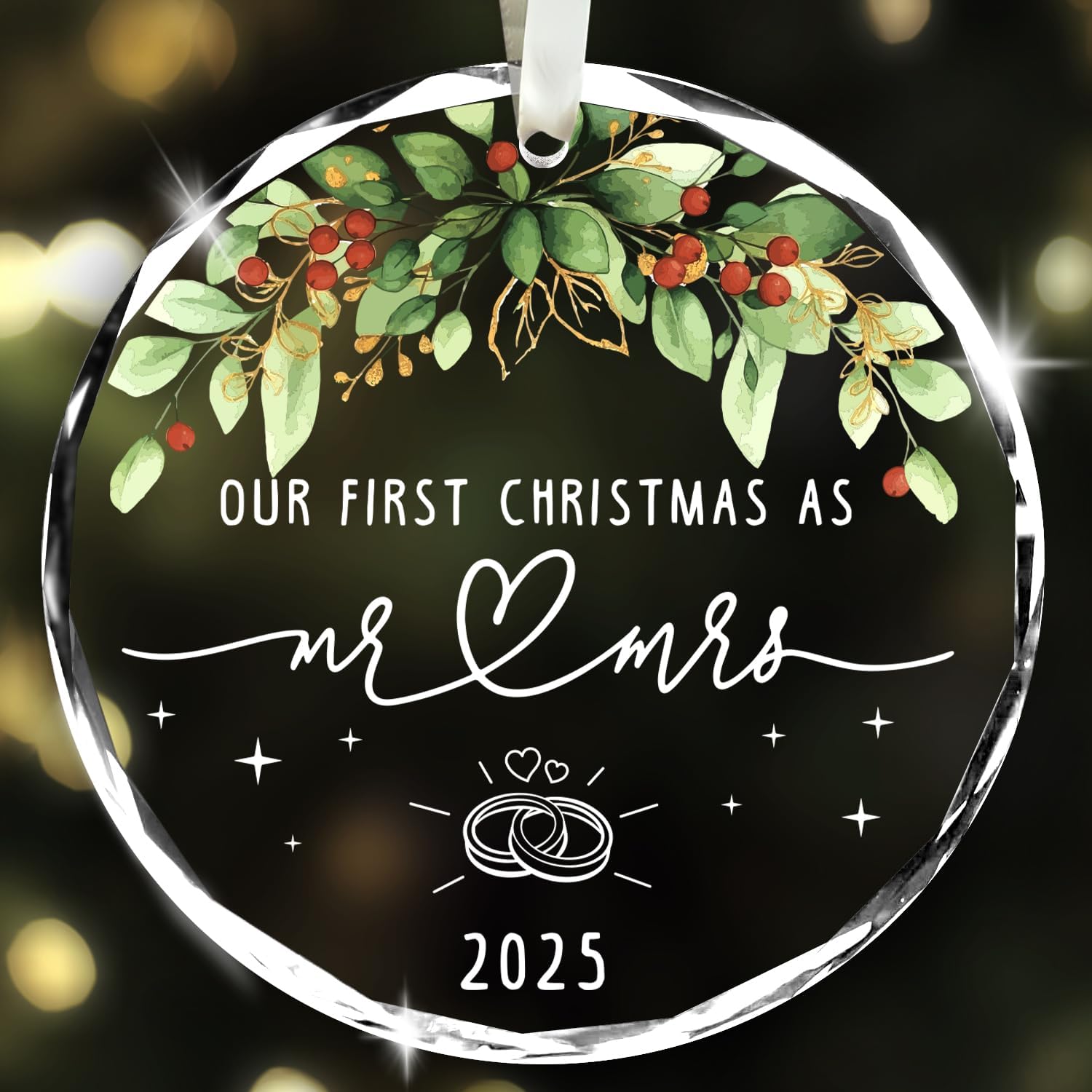 Our First Christmas as Mr and Mrs 2025 - Glass Ornament