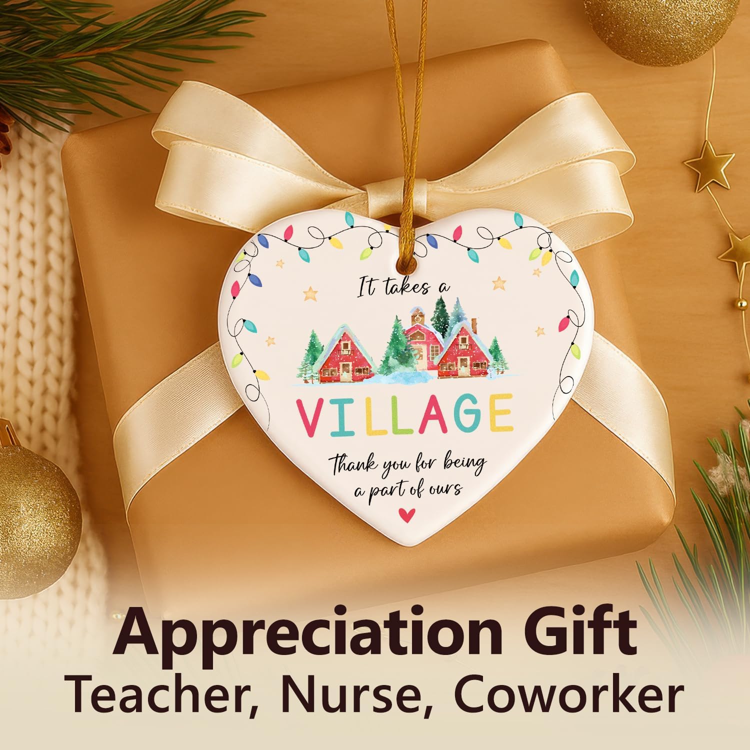 It Takes a VILLAGE. Thank You For Being A Part Of Ours - Heart Ceramic Ornament
