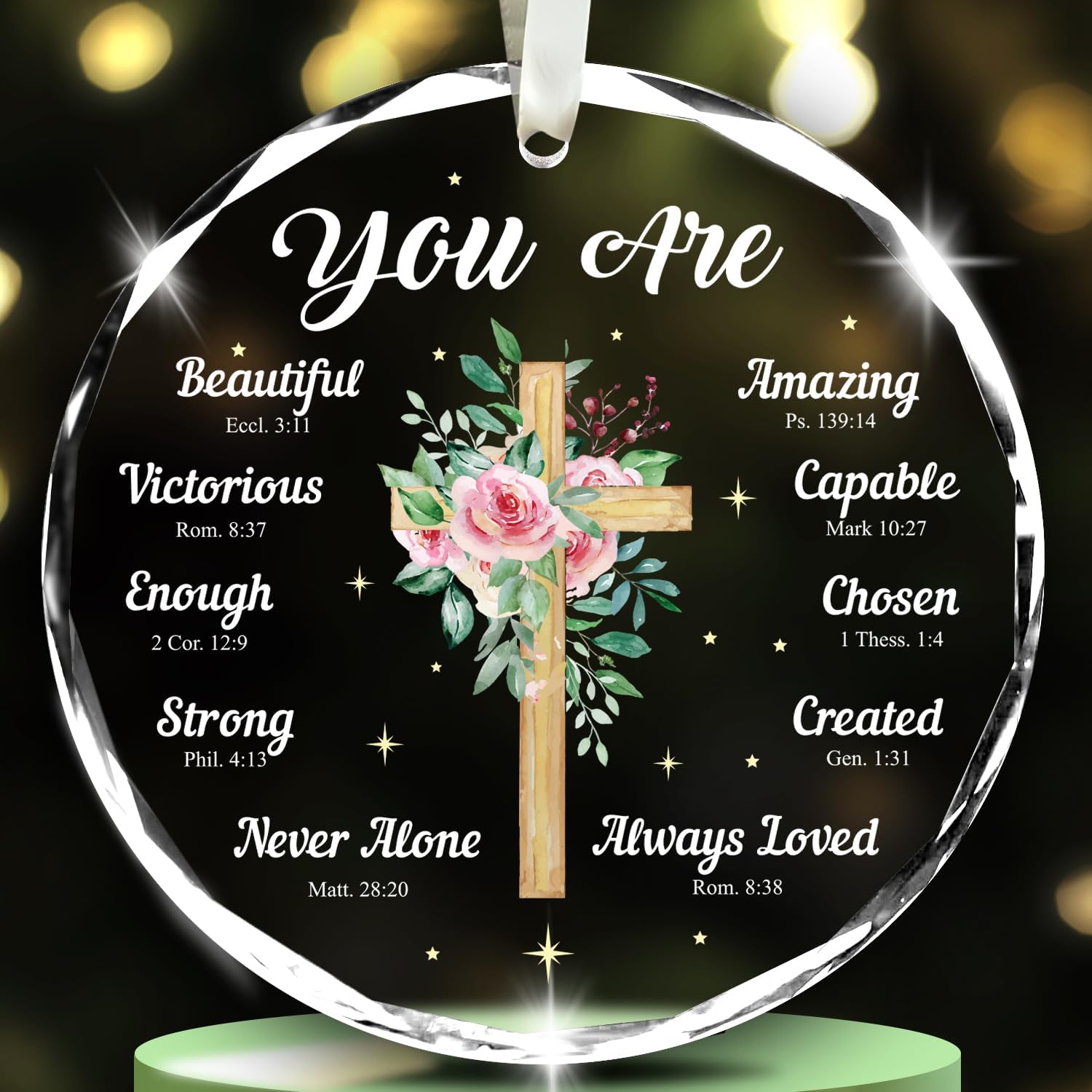You Are.... Never Alone, Always Loved - Glass Ornament