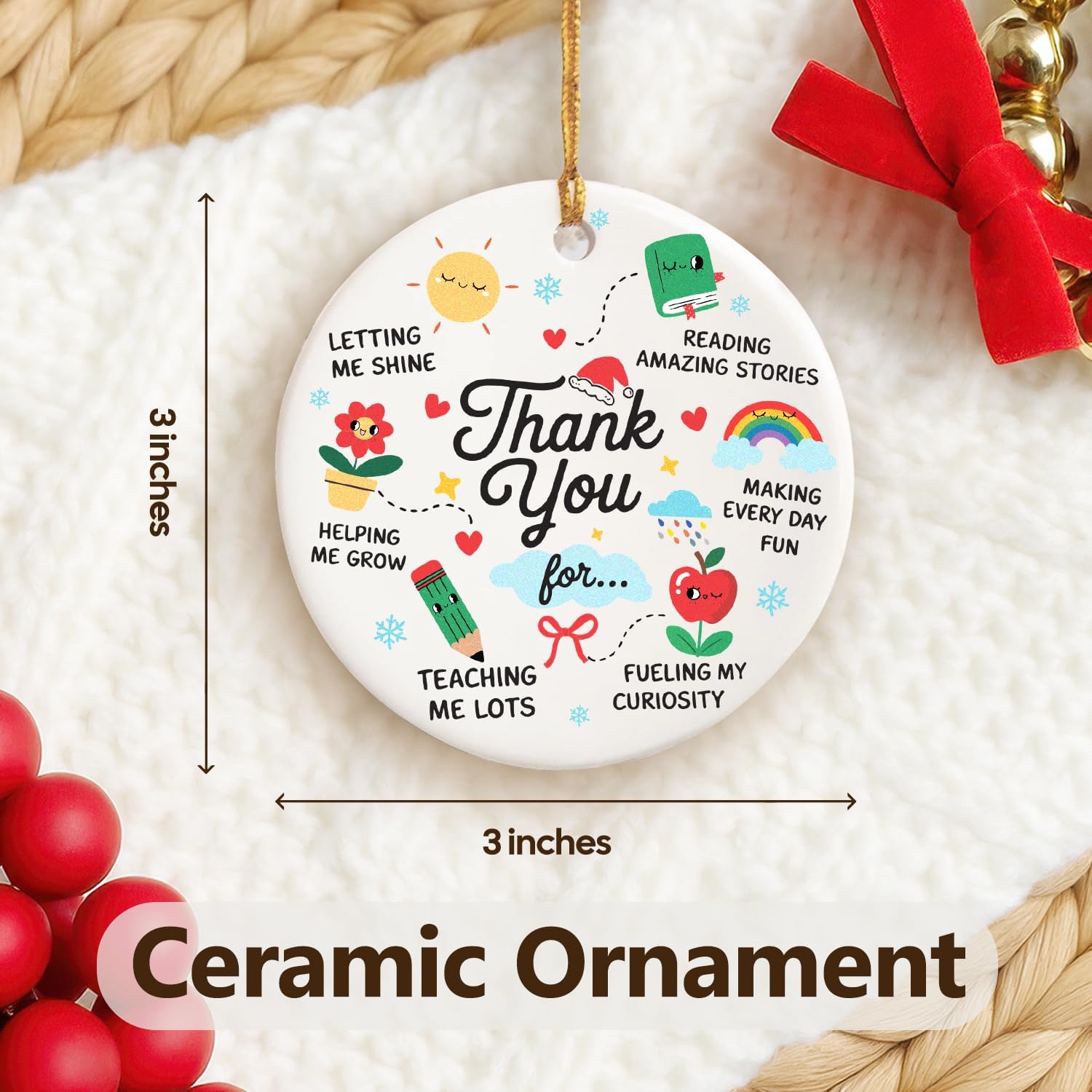 Thank You Gift For Teacher - Ceramic Ornament