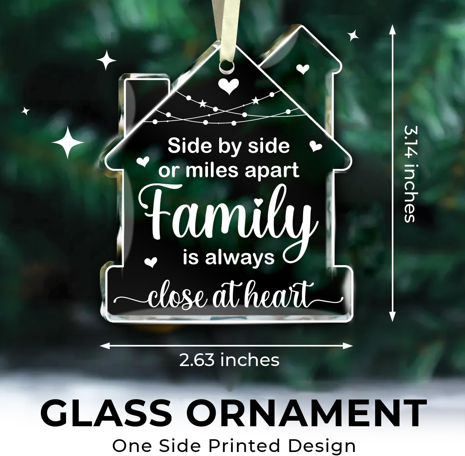 Side By Side Or Miles Apart - Family Is Always Close At Heart - Glass Ornament