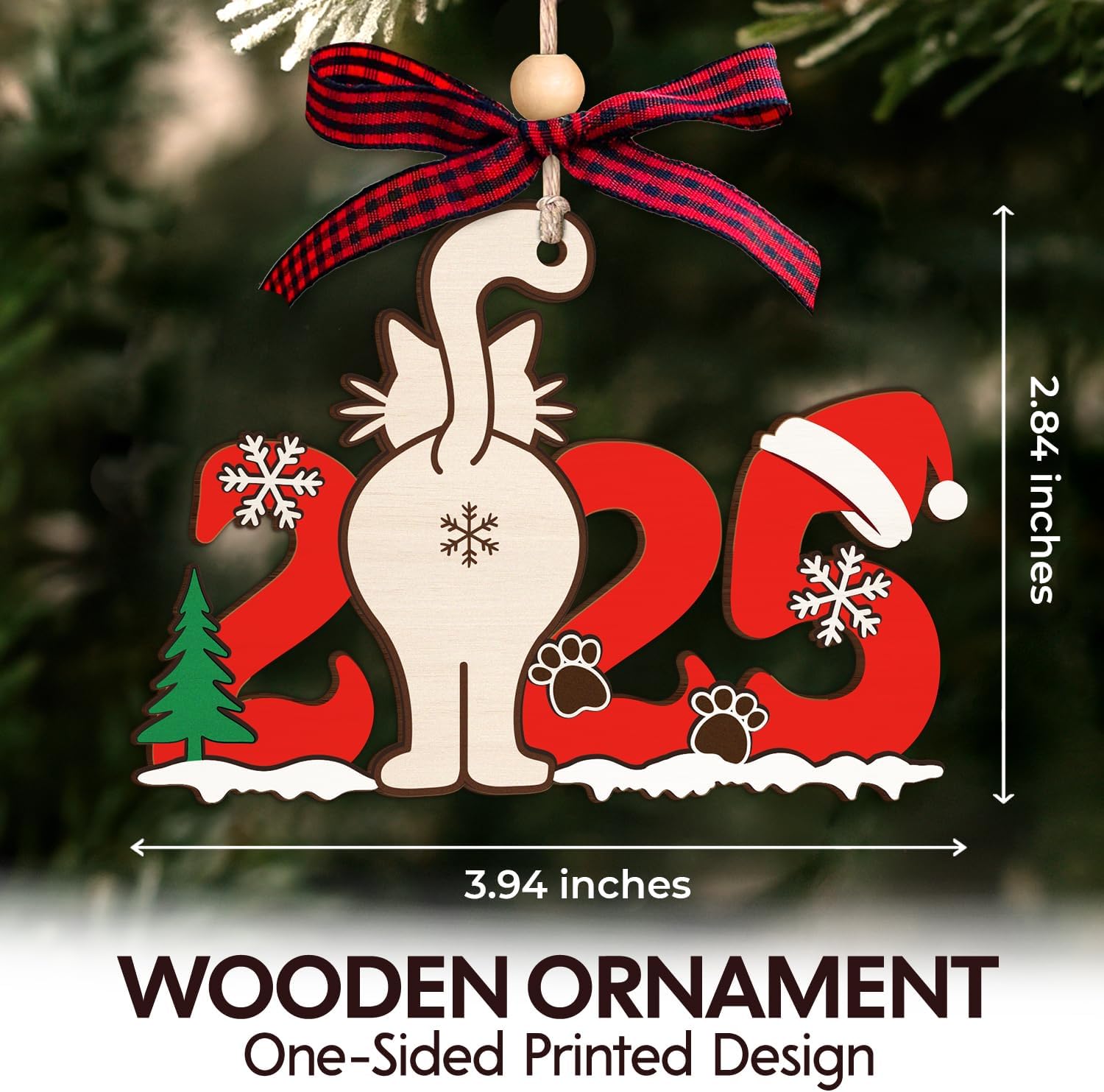Cat 2025 - Wooden Ornament