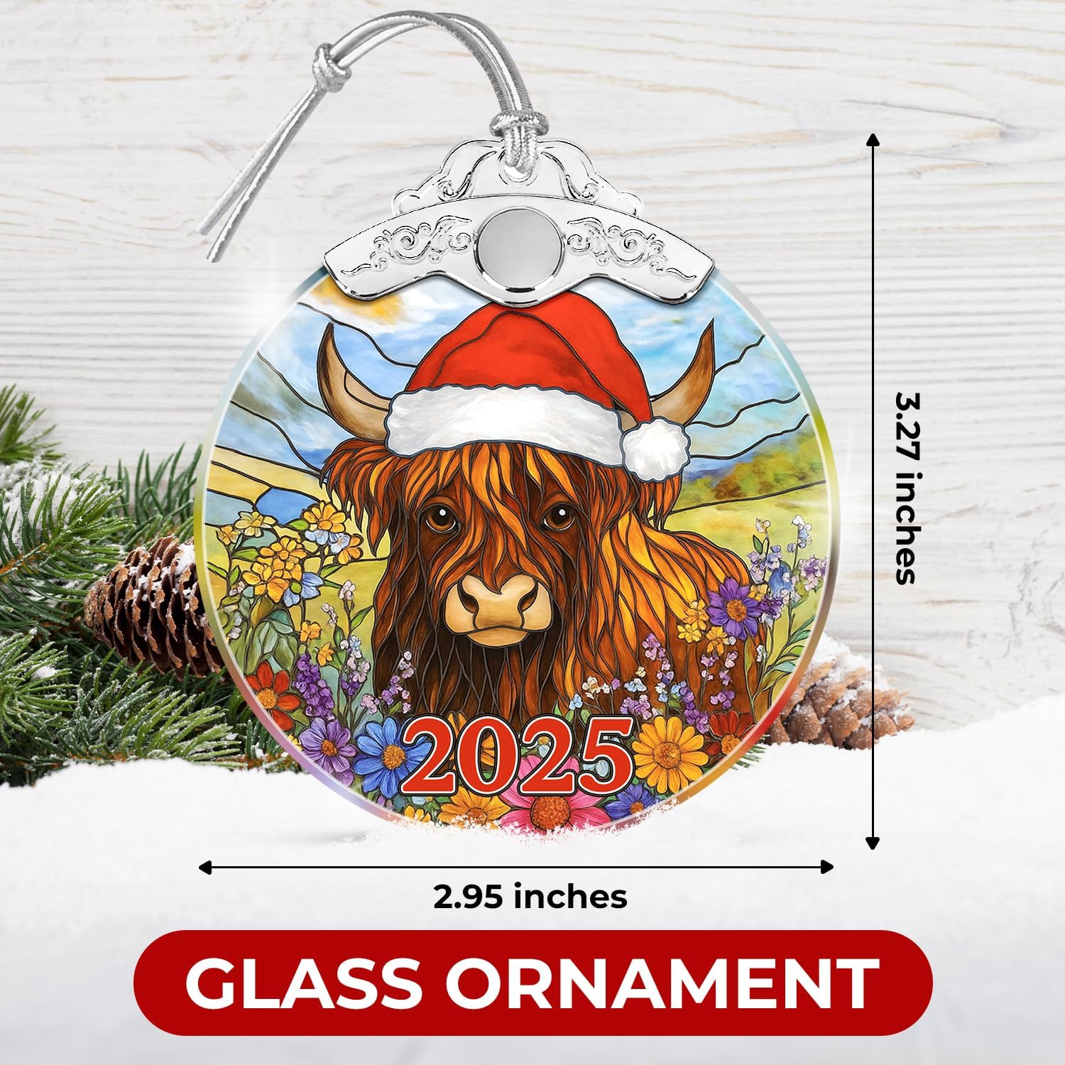 Highland Cow 2025 - Stained Glass Ornament