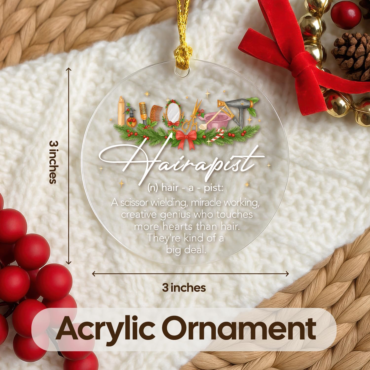 Hairapist - Hair Stylist Gifts - Acrylic Ornament