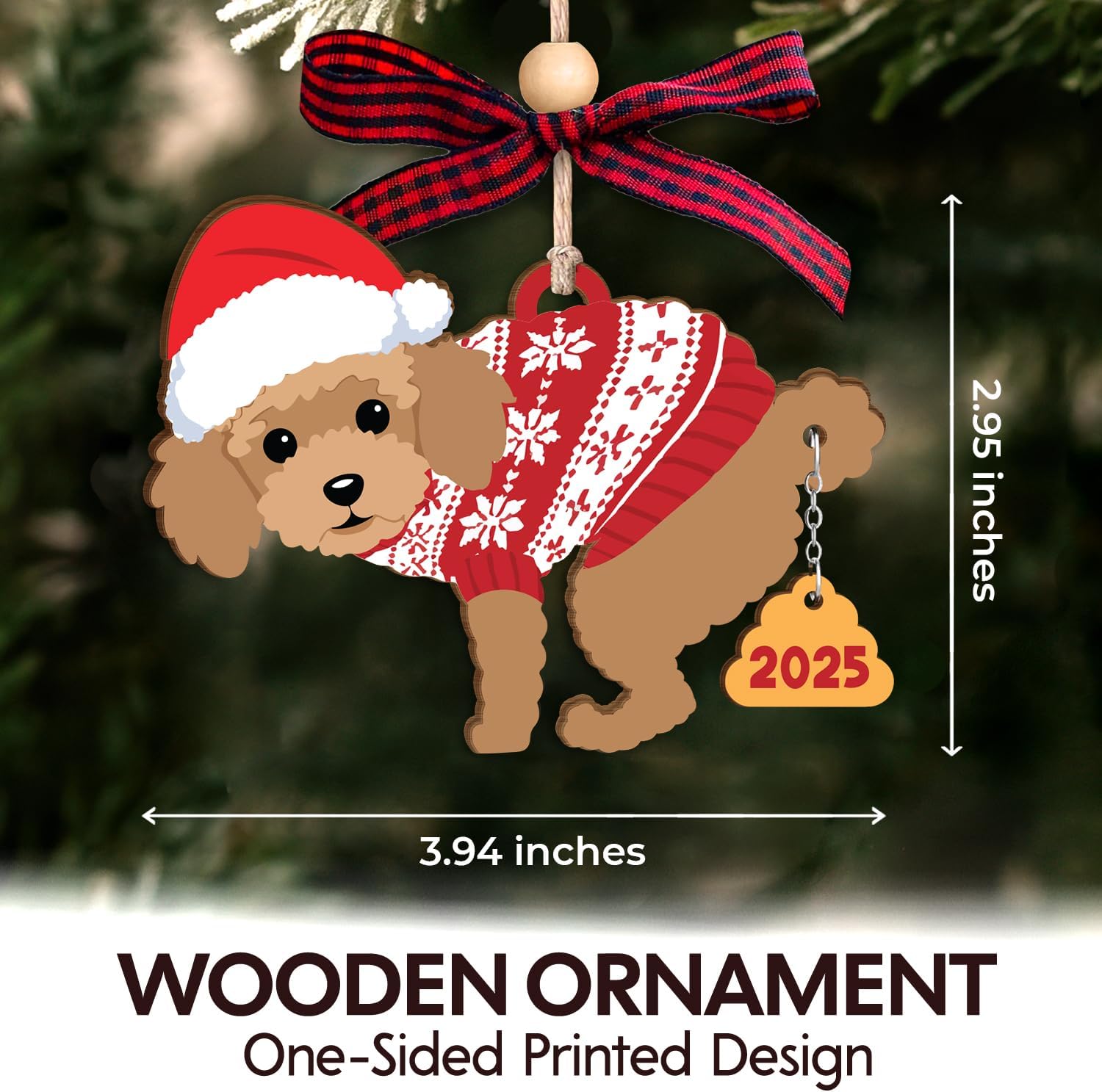Poodle Dog 2025 - Wooden Ornament