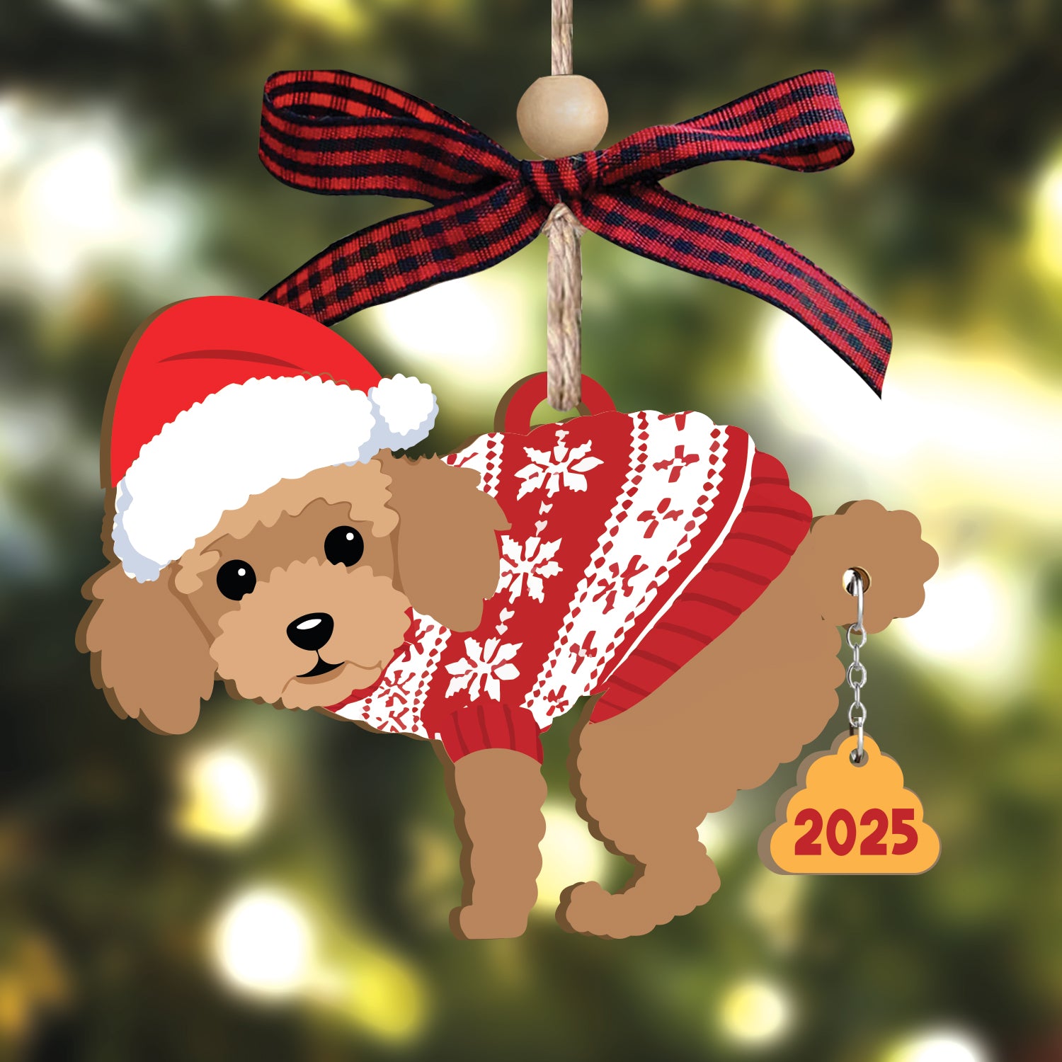 Poodle Dog 2025 - Wooden Ornament