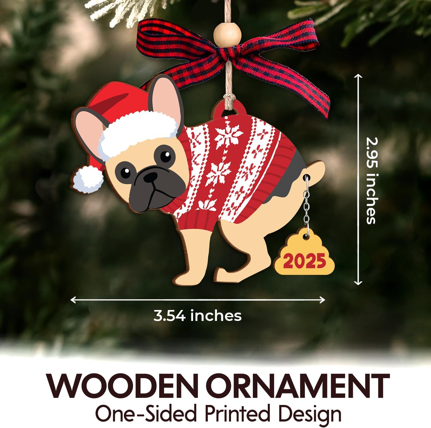 French Bull Dog 2025 - Wooden Ornament