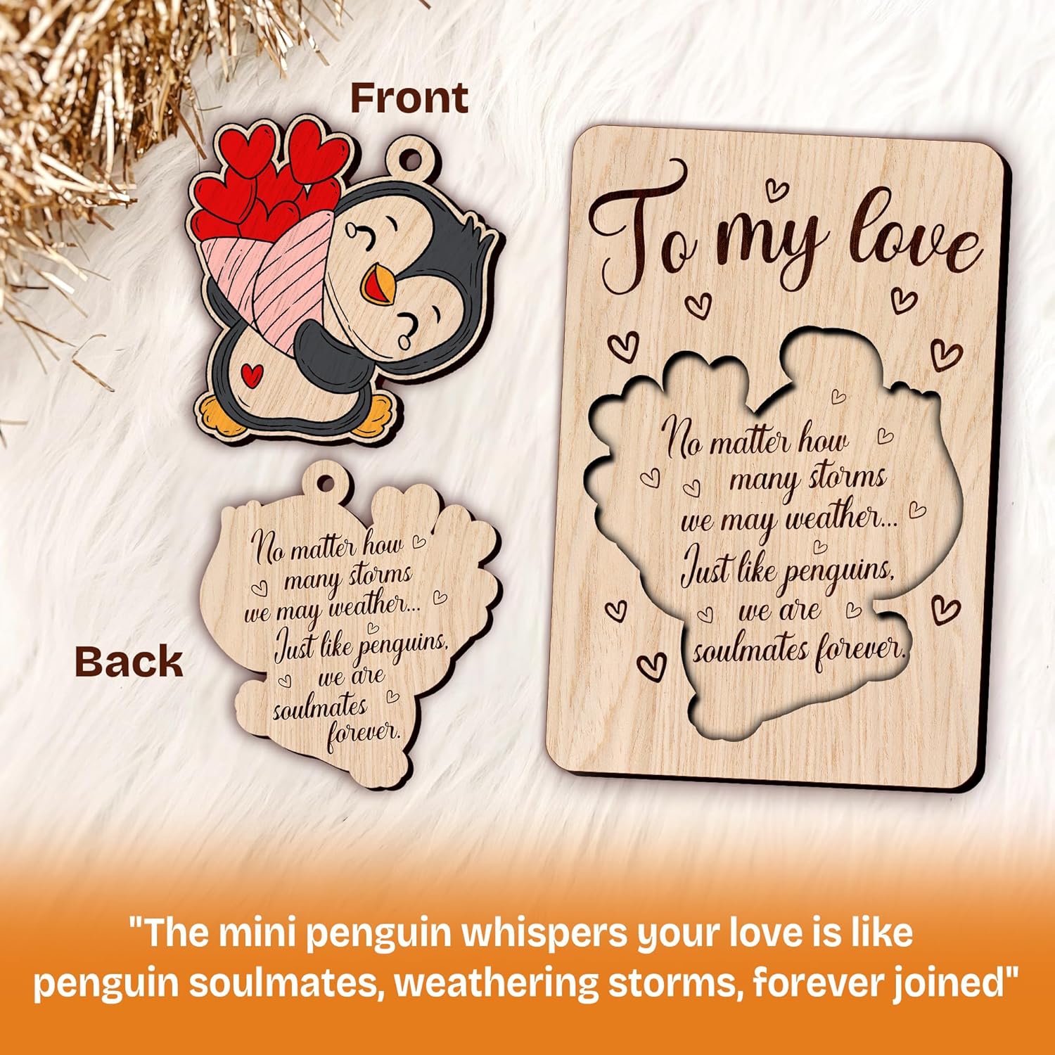 Penguin To My Love - Valentine's Day Wooden Card