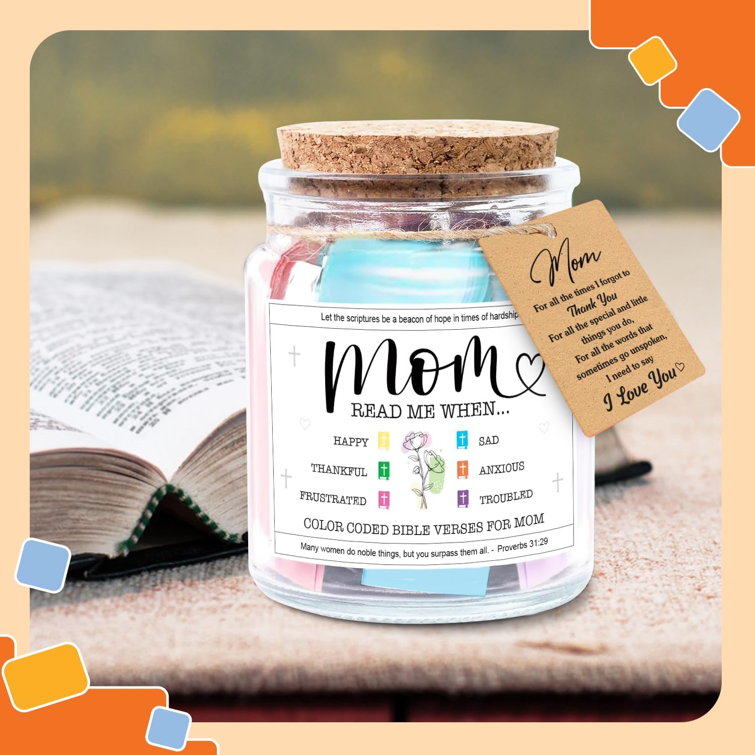 Mom Read Me When... - Bible Jar with 92 Bible Verses